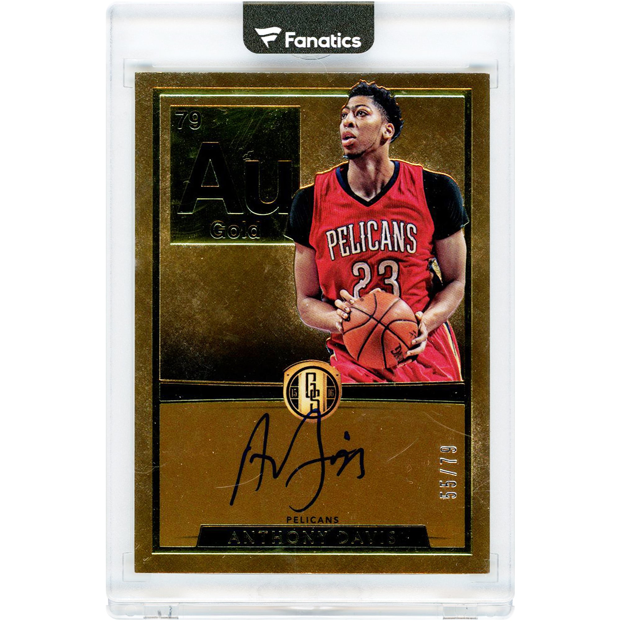 Carte autographiée d'Anthony Davis (New Orleans Pelicans) 2015-16 Panini Gold Standard Gold #AU-AD #55/79