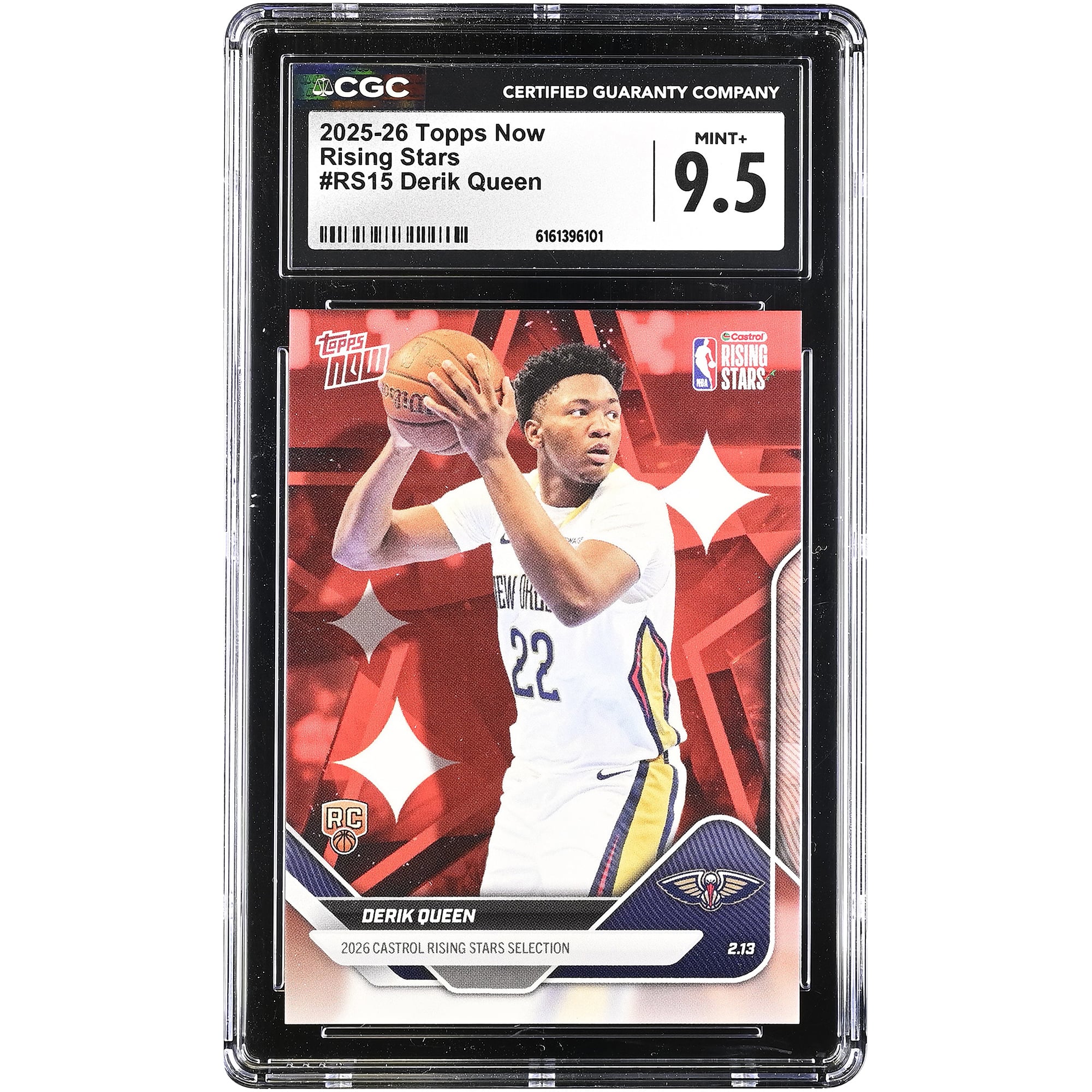 Derik Queen New Orleans Pelicans 2025-26 Topps Now Rising Stars #RS15 CGC Authenticated 9.5 Rookie Card