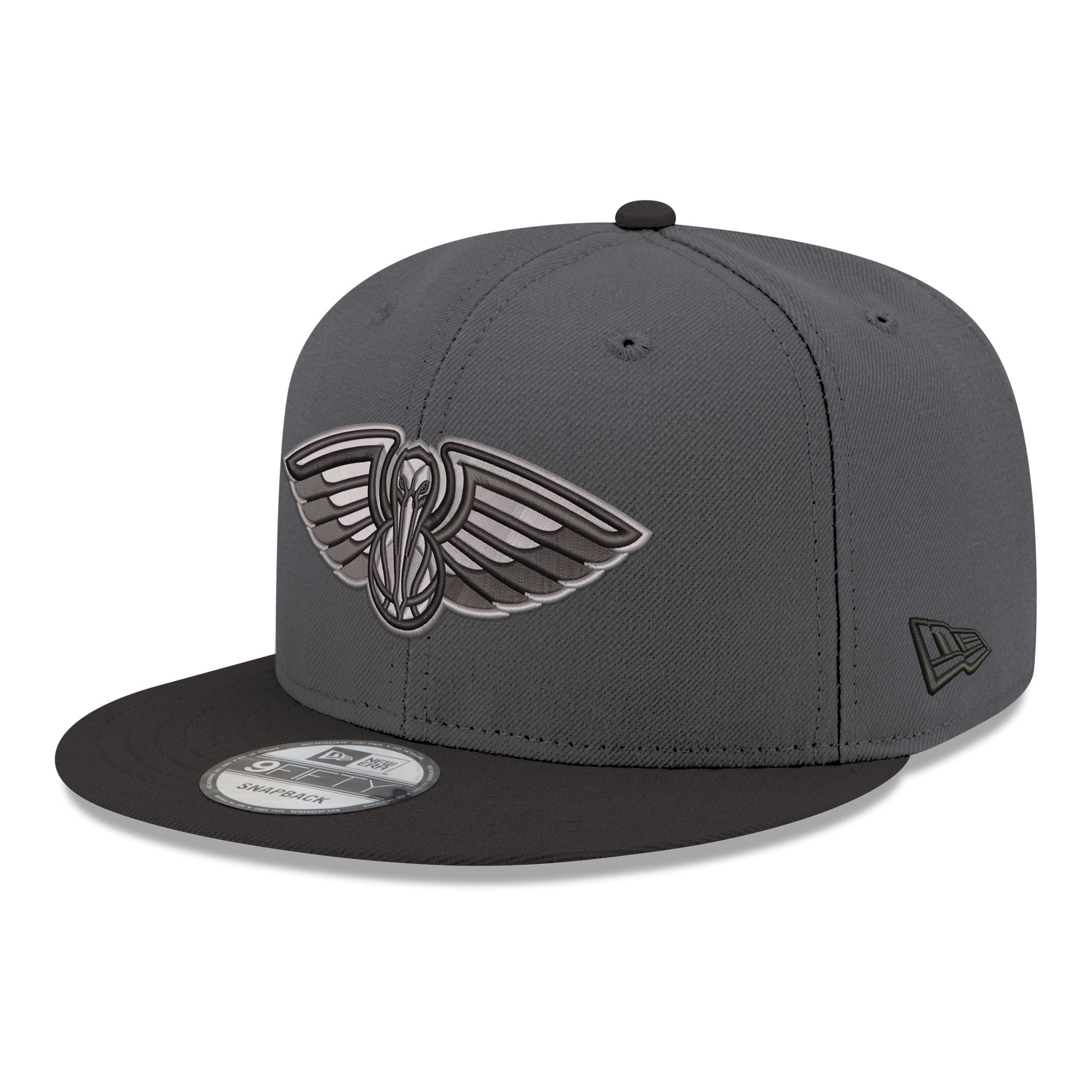 Men's New Orleans Pelicans New Era Gray/Black Logo 2-Tone 9FIFTY Snapback Hat