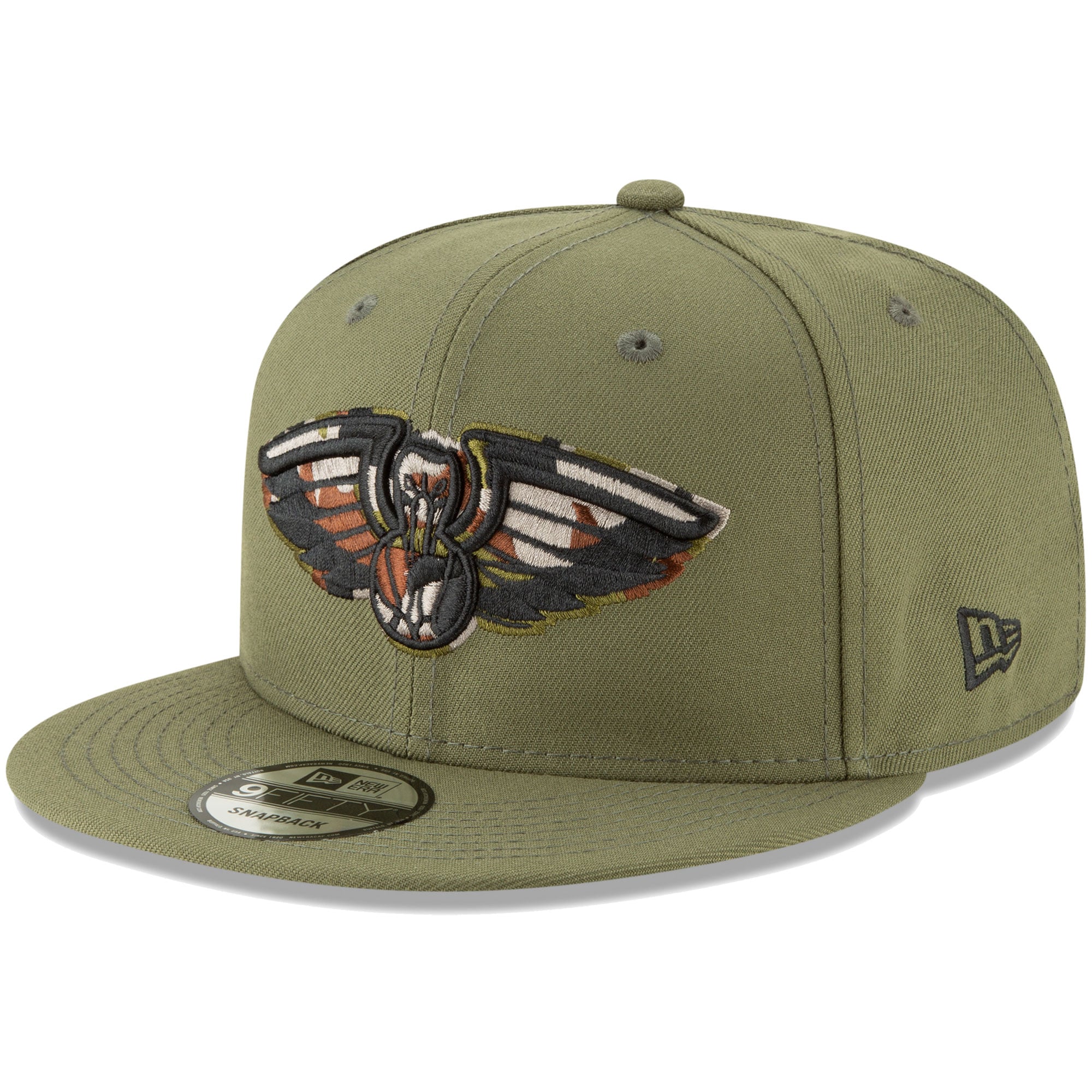 Men's New Era Olive New Orleans Pelicans Camo Trim 9FIFTY