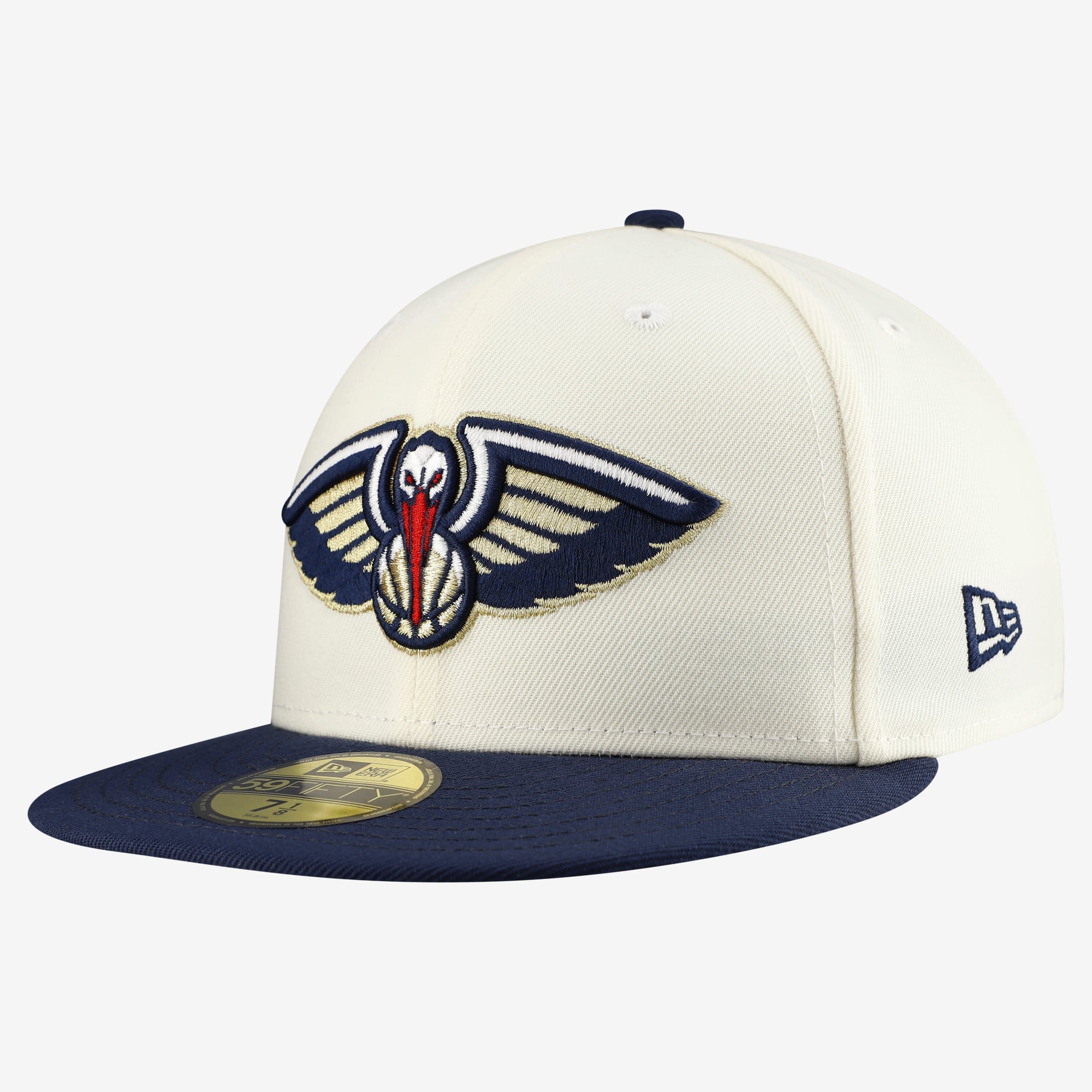 Men's New Era White/Navy New Orleans Pelicans Chrome 59FIFTY Fitted Hat