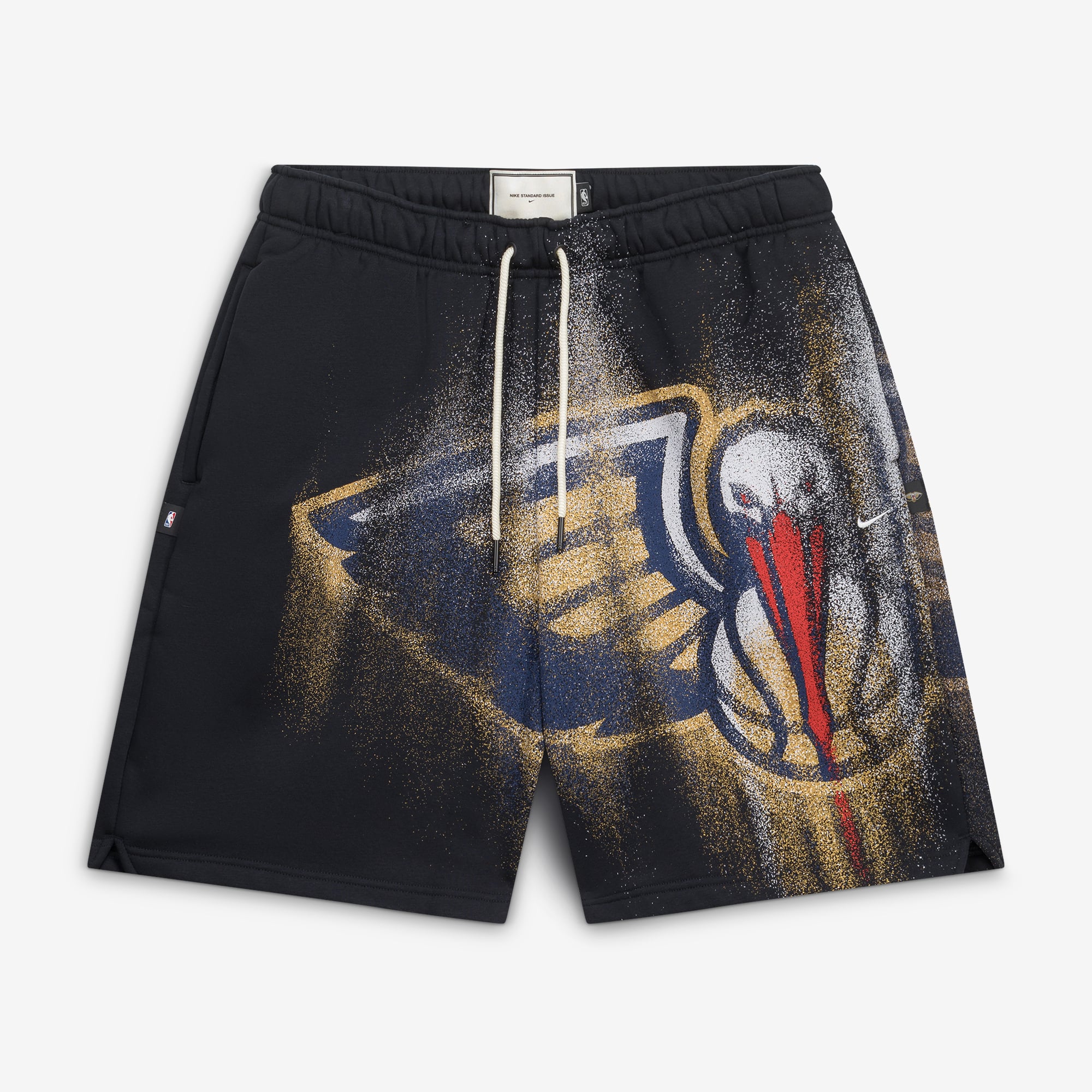 Short de sport Nike New Orleans Pelicans 2026 Standard Issue pour homme, en molleton Icon, noir.