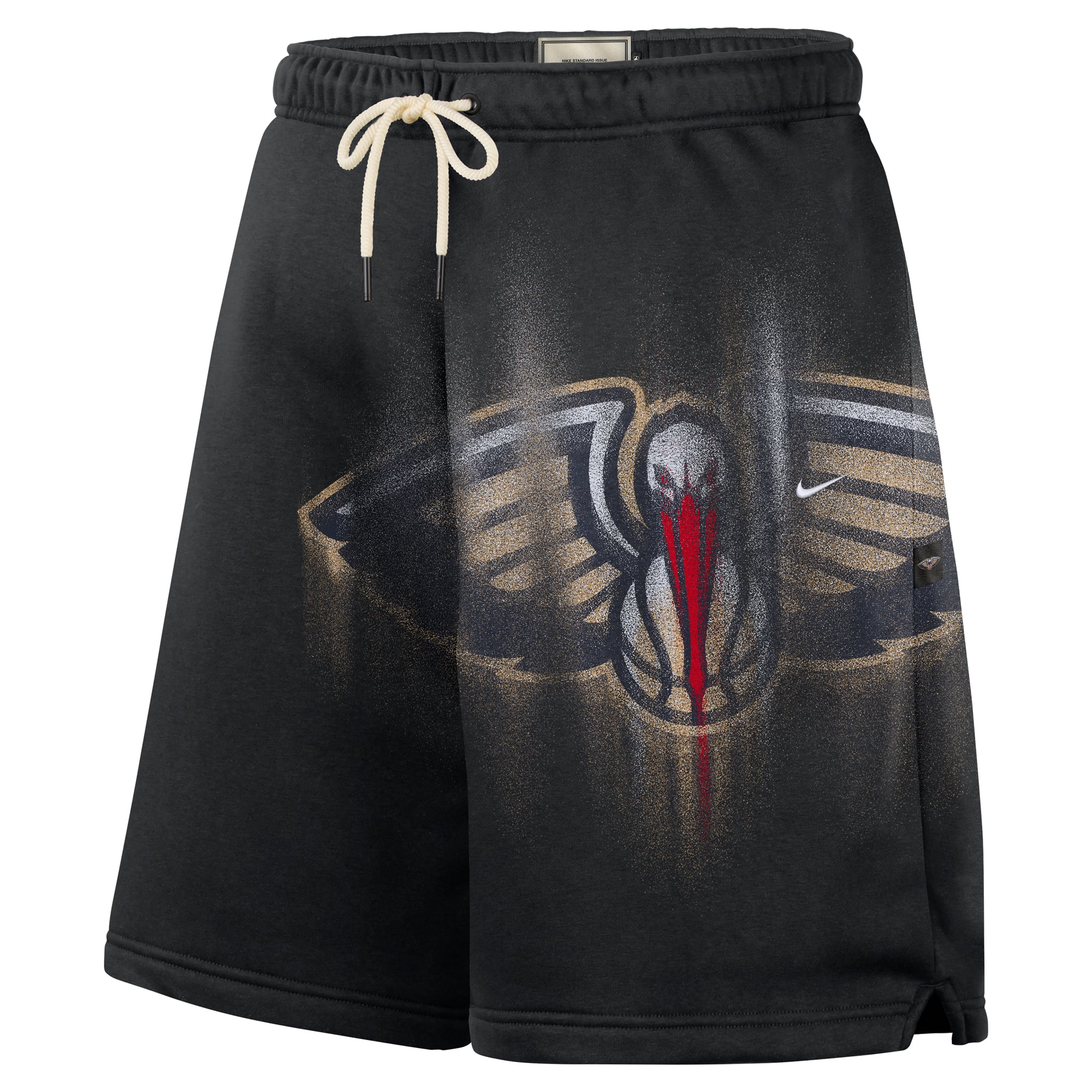 Short de sport Nike New Orleans Pelicans 2026 Standard Issue pour homme, en molleton Icon, noir.