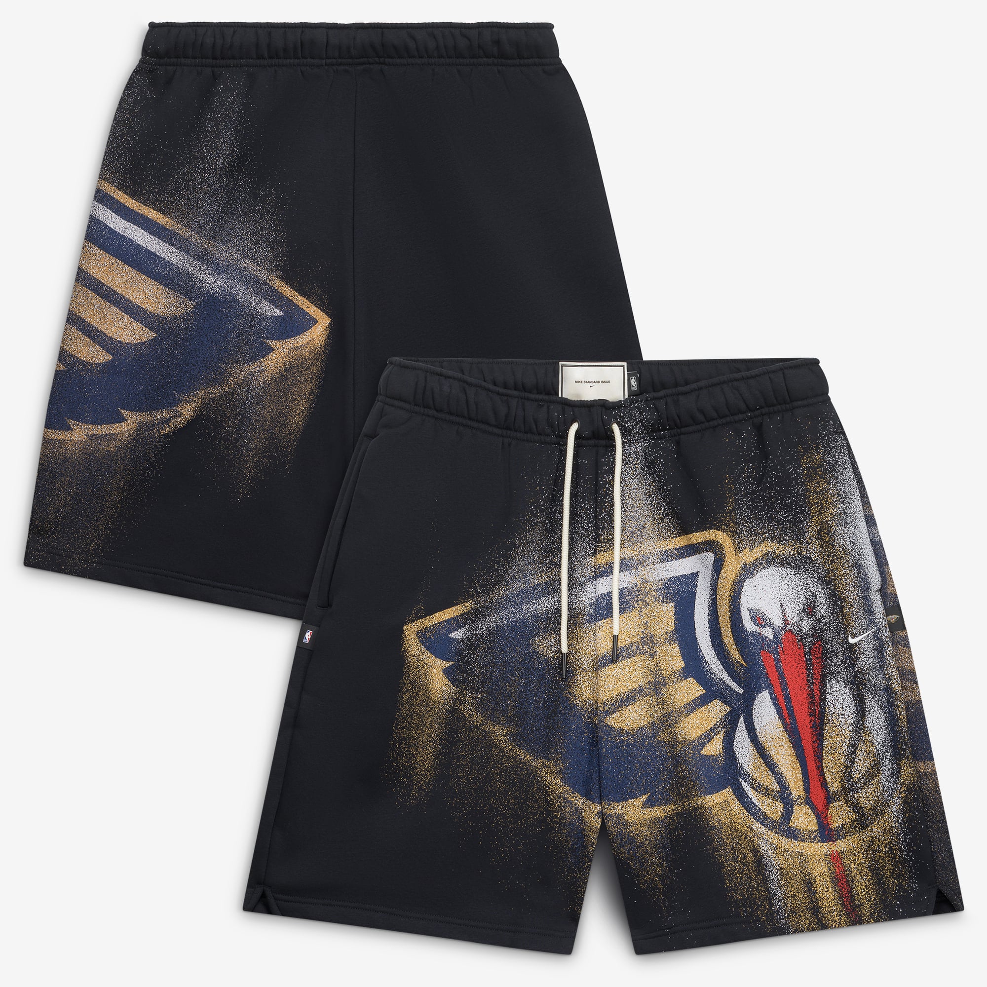 Short de sport Nike New Orleans Pelicans 2026 Standard Issue pour homme, en molleton Icon, noir.