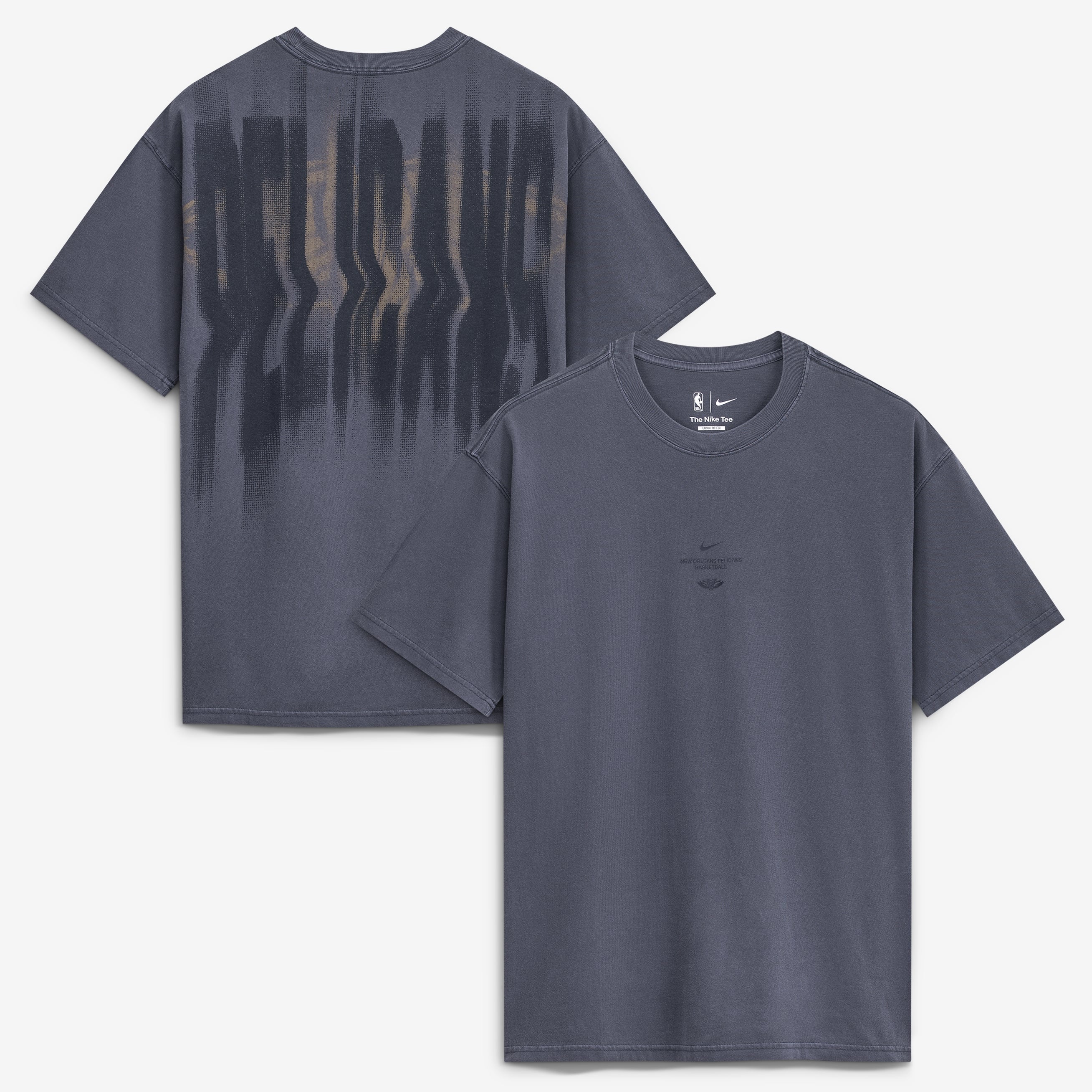 T-shirt Nike Max 90 d'avant-match, bleu marine, New Orleans Pelicans, édition standard 2026, pour homme