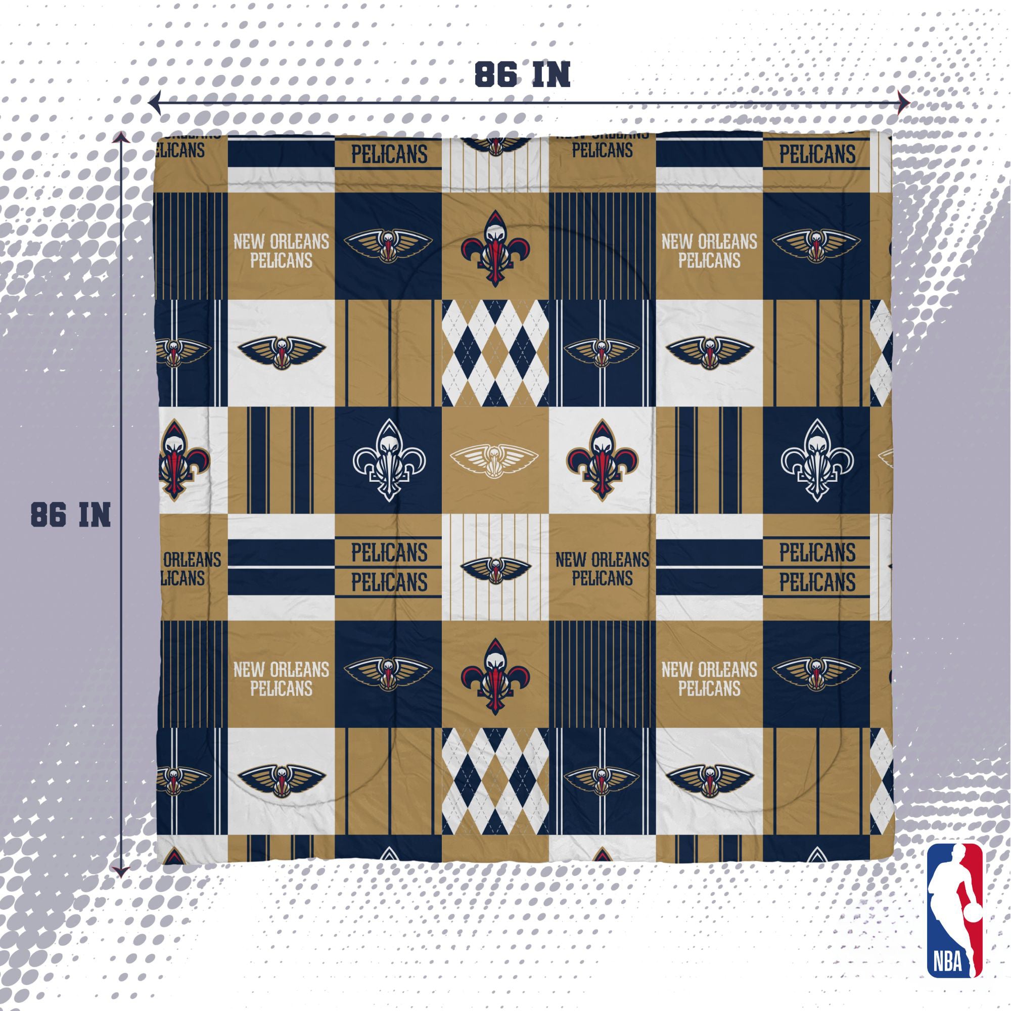 Pegasus New Orleans Pelicans Patchwork Plaid Three-Piece Full/Queen Bed in a Bag Set