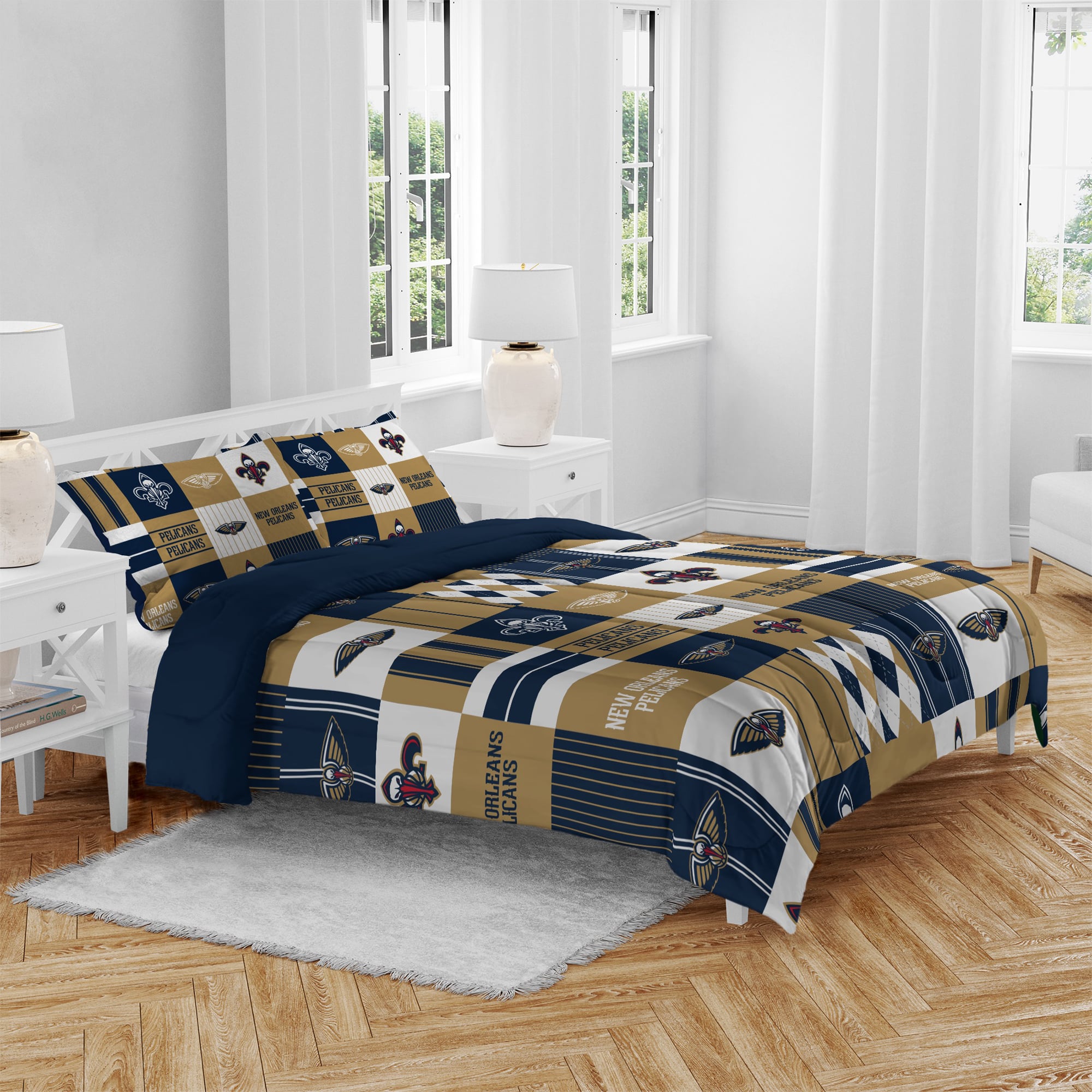 Pegasus New Orleans Pelicans Patchwork Plaid Three-Piece Full/Queen Bed in a Bag Set
