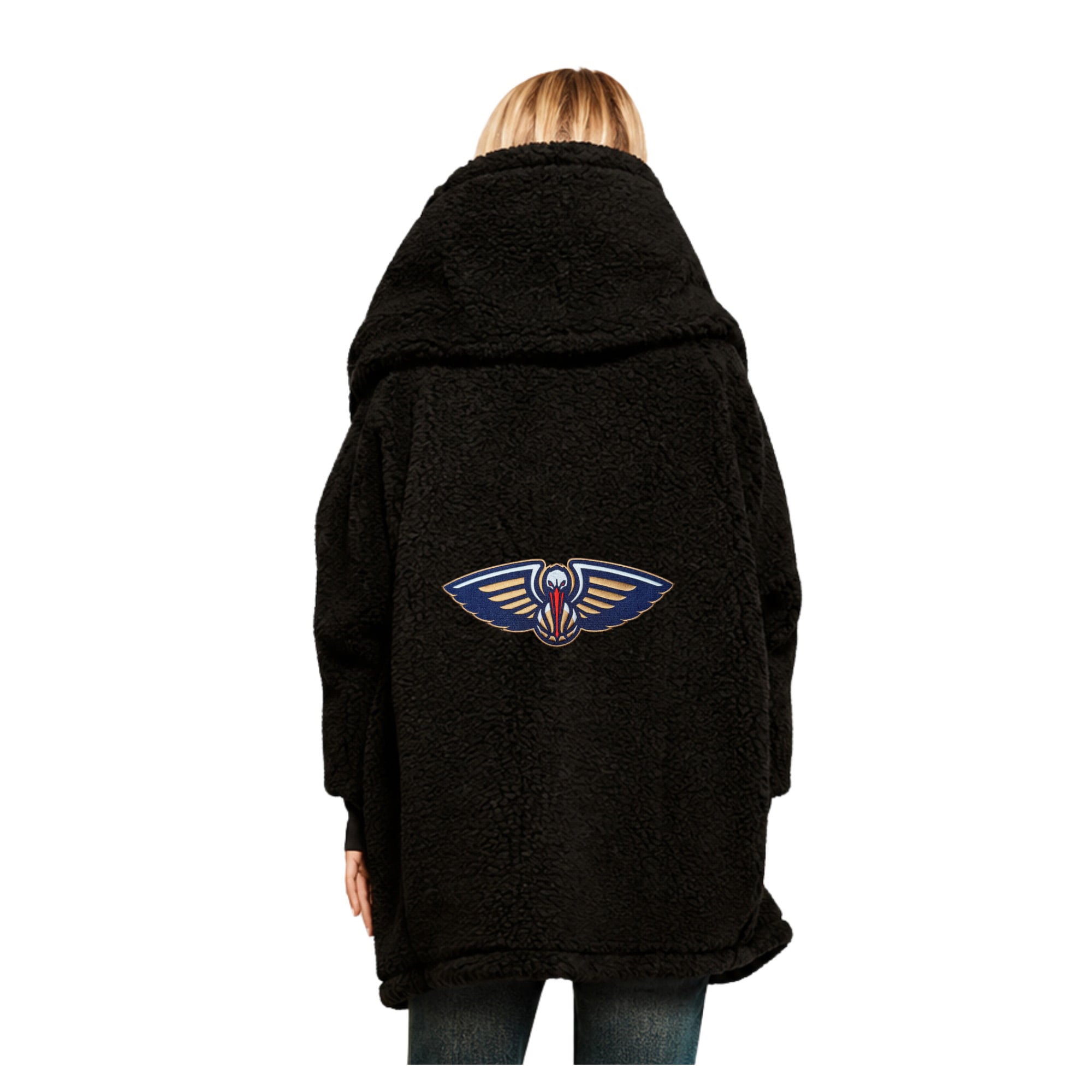 Unisex the Best Lounger World By Jill Martin Black New Orleans Pelicans Oversized Open-Front Hoodie Sweater