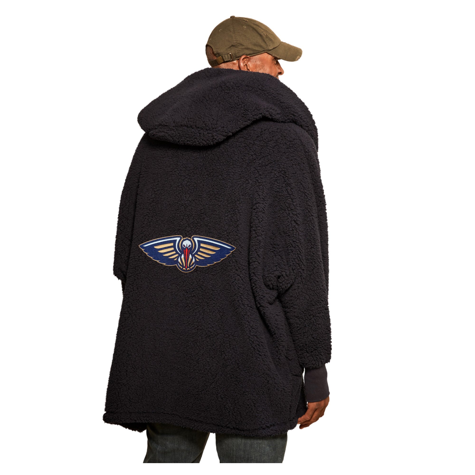 Unisex the Best Lounger World By Jill Martin Black New Orleans Pelicans Oversized Open-Front Hoodie Sweater