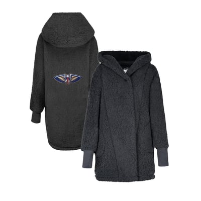 The Best Lounger in the World By Jill Martin New Orleans Pelicans Unisex Black Oversized Open-Front Hoodie Sweater