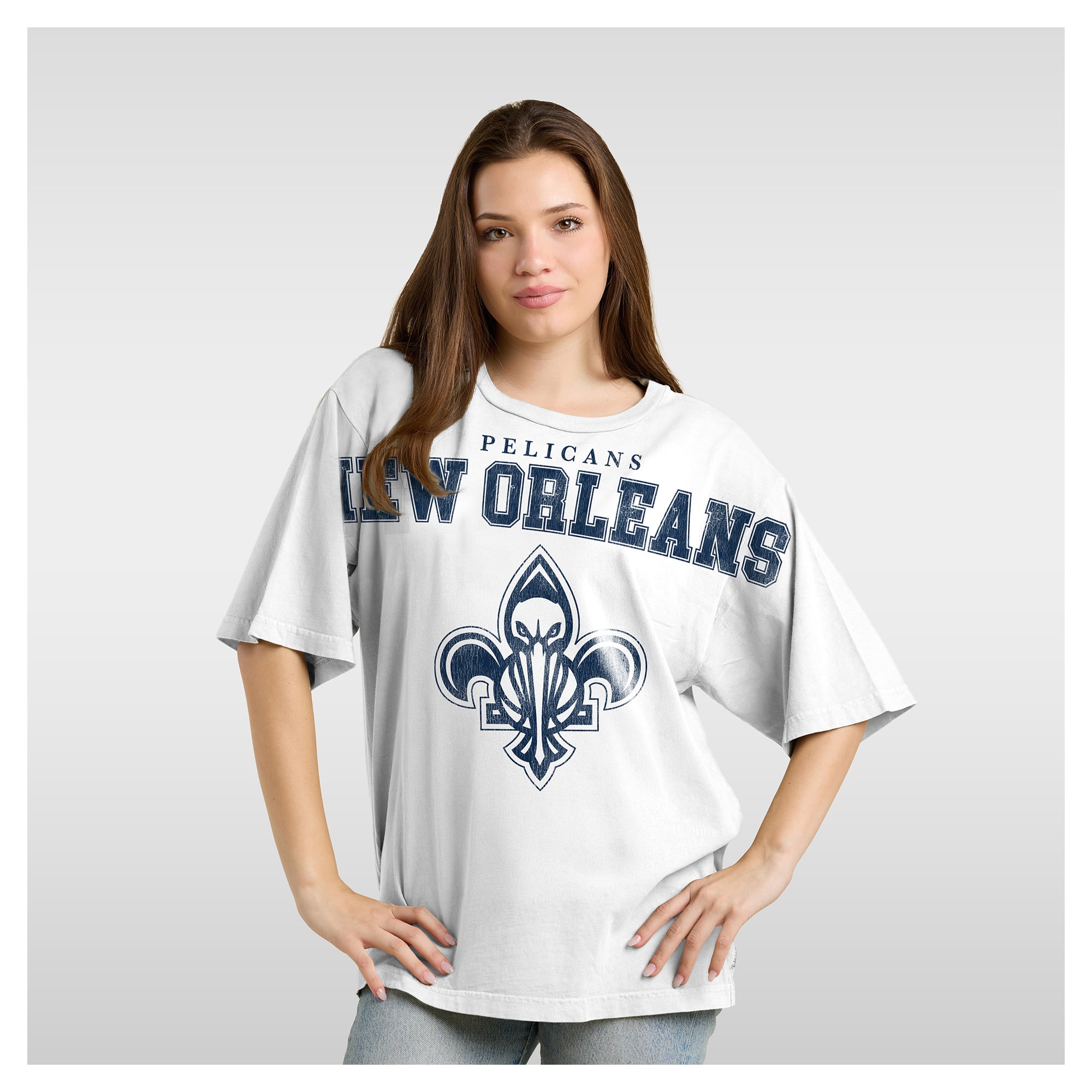 Women's Fanatics  White New Orleans Pelicans Spirit Relaxed Jersey T-Shirt