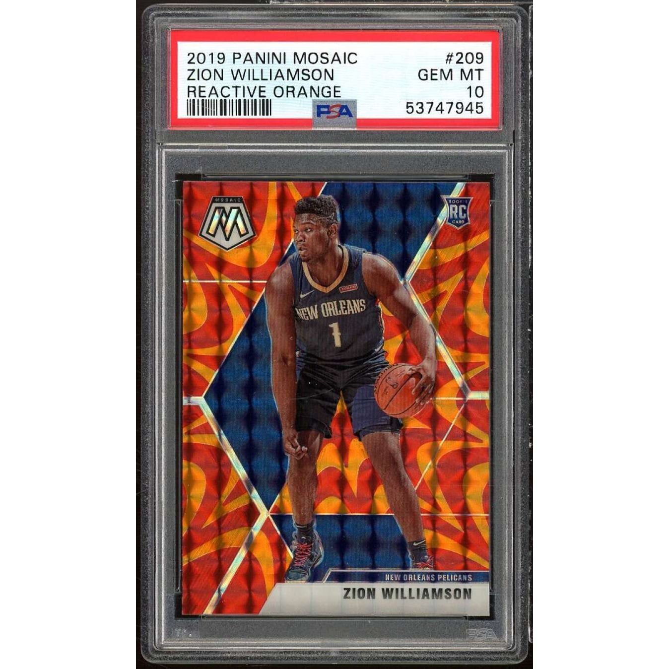 Zion Williamson Rookie Card 2019-20 Panini Mosaic Reactive Orange 