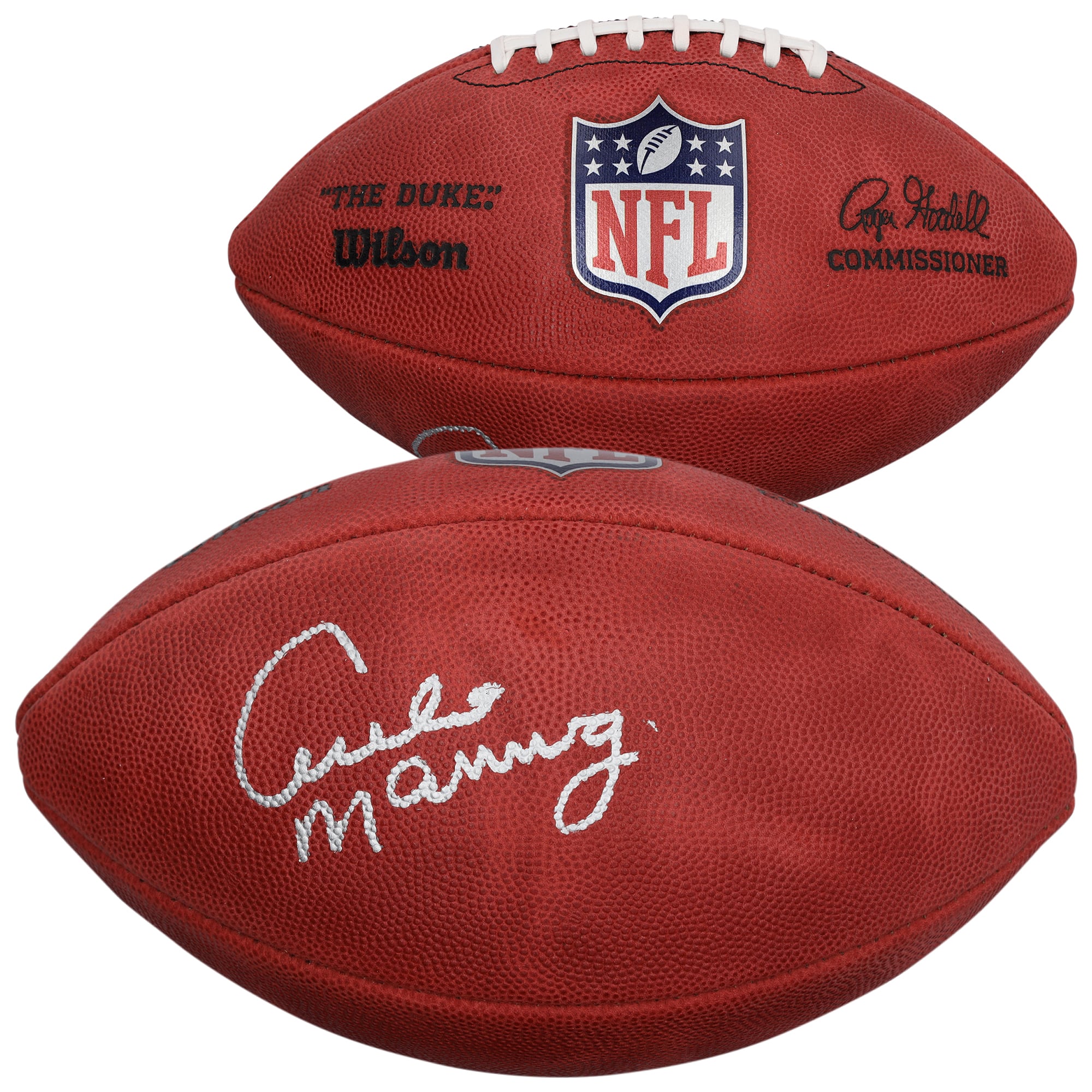 Ballon de football américain Duke en couleur, autographié par Archie Manning, des Saints de la Nouvelle-Orléans