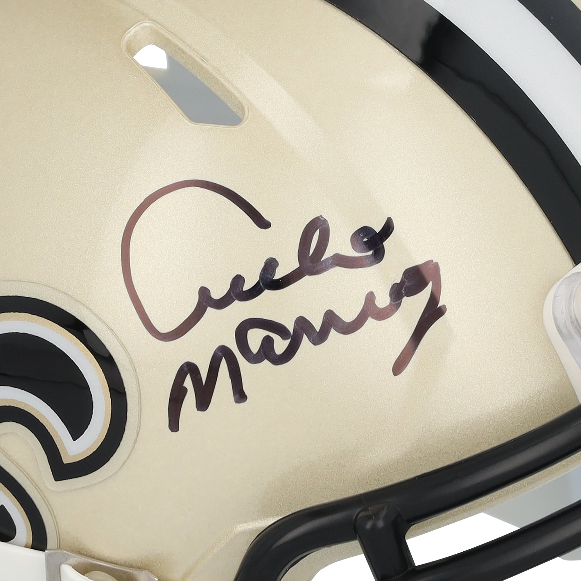 Casque miniature Riddell Speed ​​autographié par Archie Manning des Saints de la Nouvelle-Orléans, édition spéciale 60e anniversaire