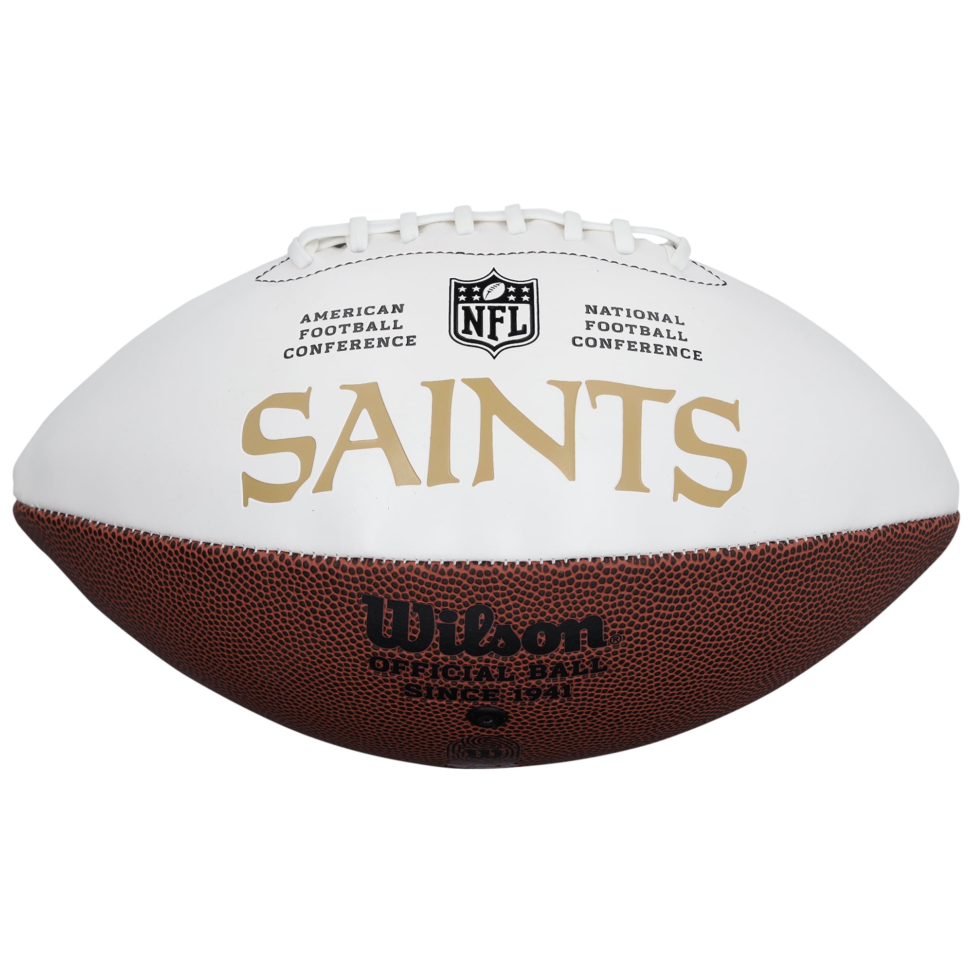Ballon de football Wilson White Panel autographié par Archie Manning, des Saints de la Nouvelle-Orléans