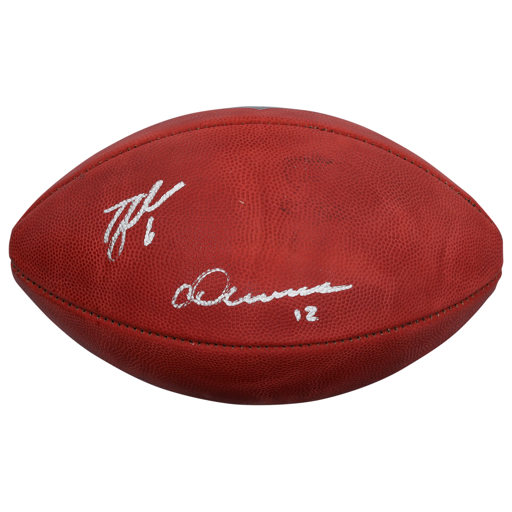 Ballon de football américain Duke en couleur, autographié par Chris Olave et Tyler Shough, des Saints de la Nouvelle-Orléans