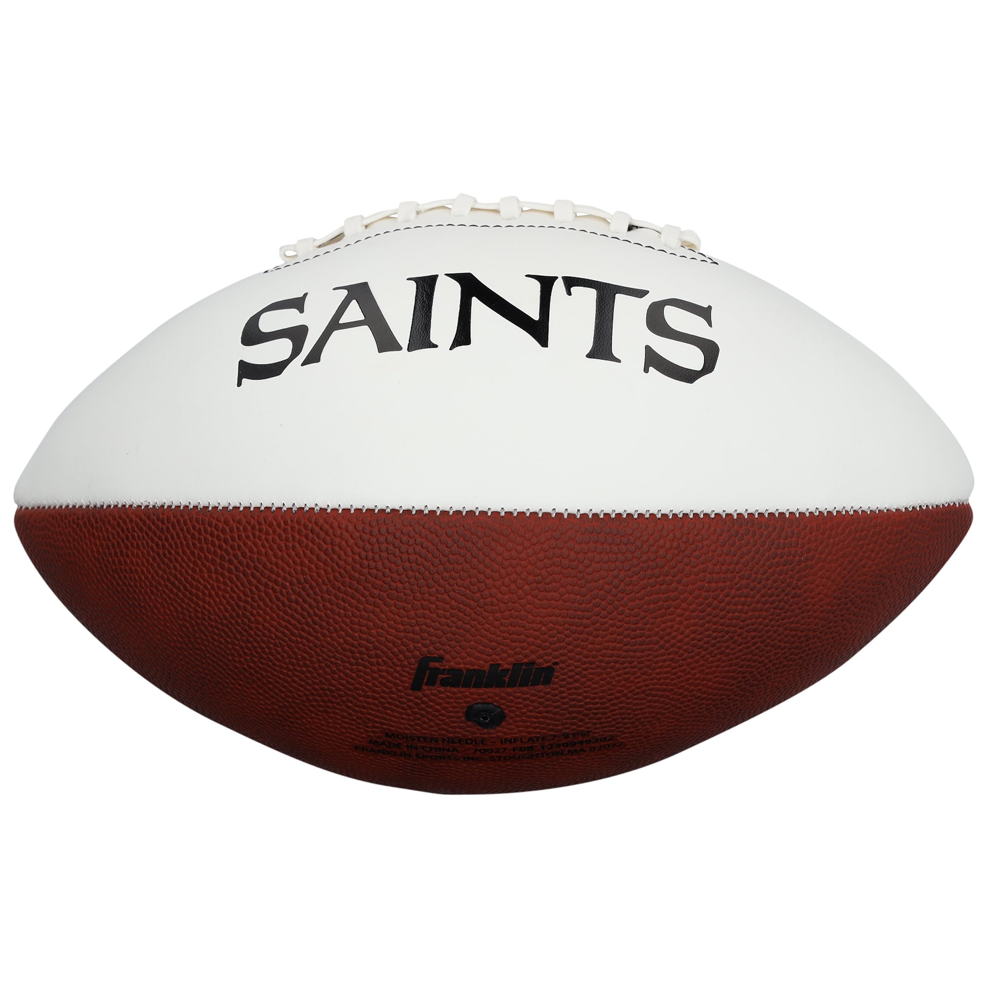 Ballon de football américain Franklin White Panel autographié par Chris Olave et Tyler Shough des Saints de la Nouvelle-Orléans