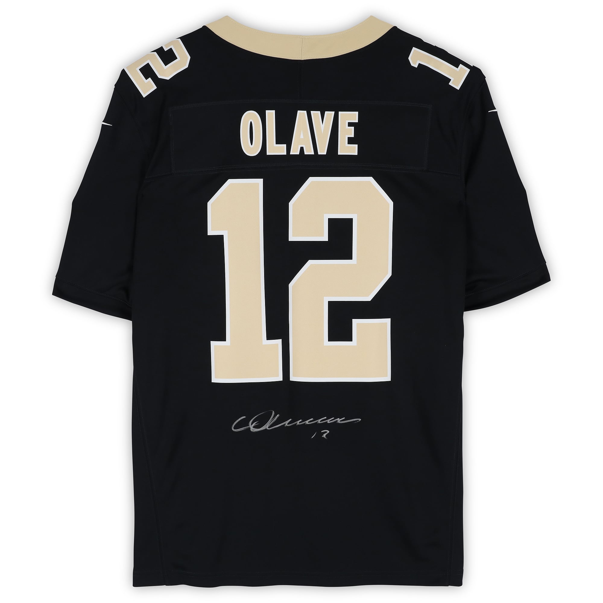 Maillot Nike Vapor F.U.S.E. noir en édition limitée, autographié par Chris Olave des Saints de la Nouvelle-Orléans