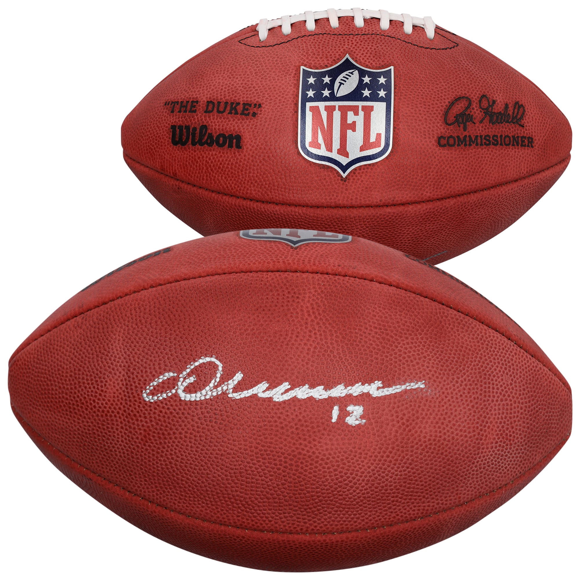 Ballon de football américain Duke en couleur autographié par Chris Olave, des New Orleans Saints.