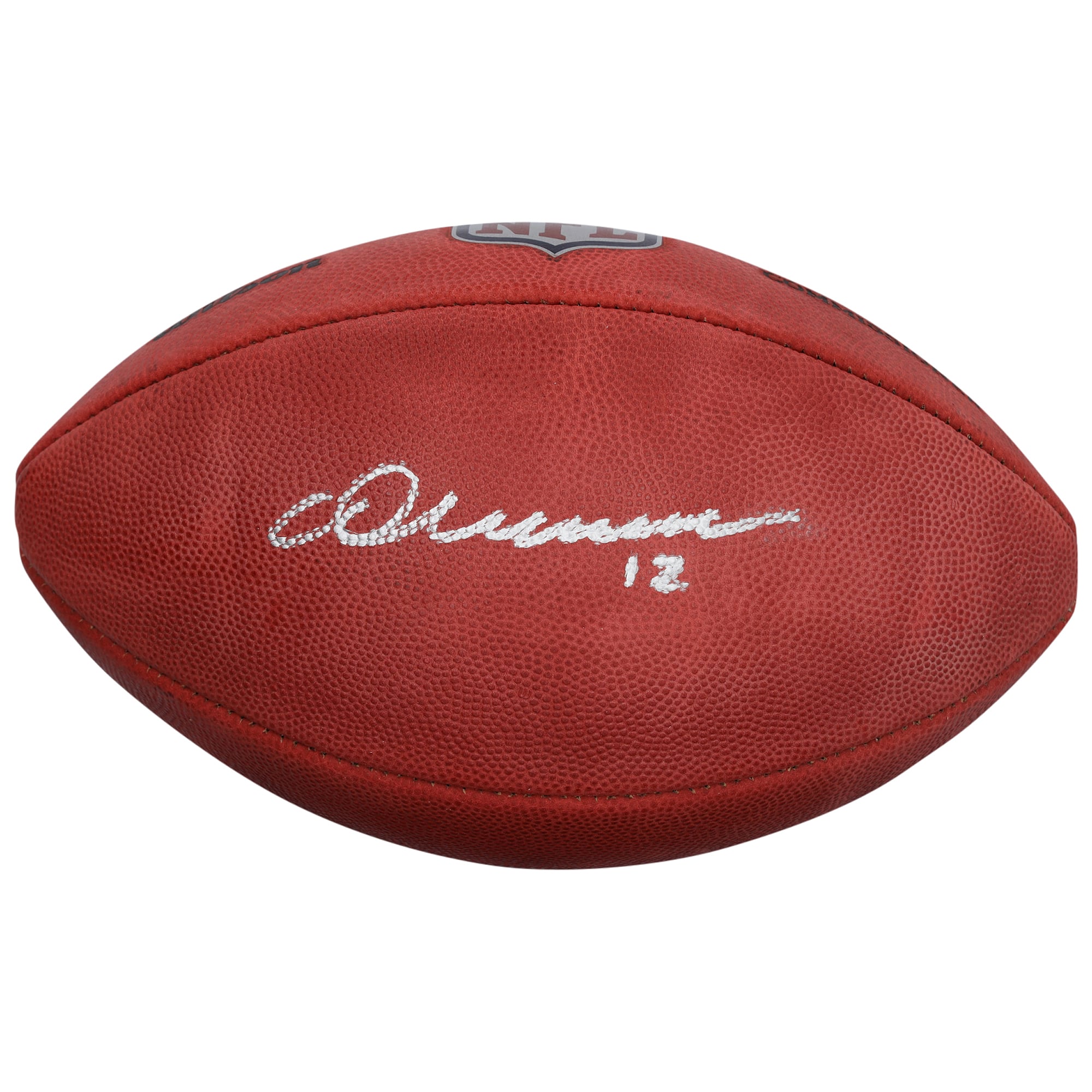 Ballon de football américain Duke en couleur autographié par Chris Olave, des New Orleans Saints.
