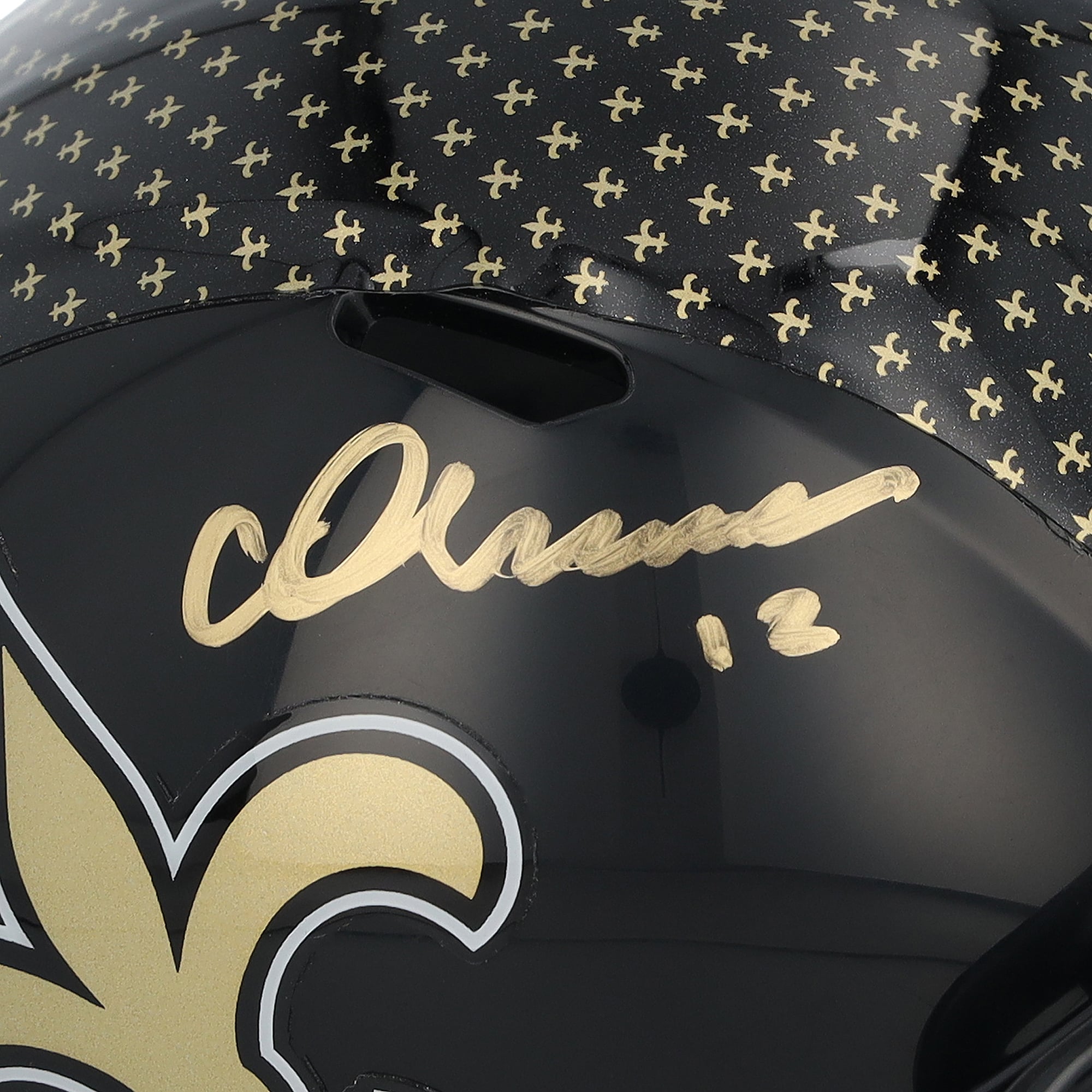 Casque Riddell Alternate Speed ​​Mini autographié par Chris Olave des New Orleans Saints