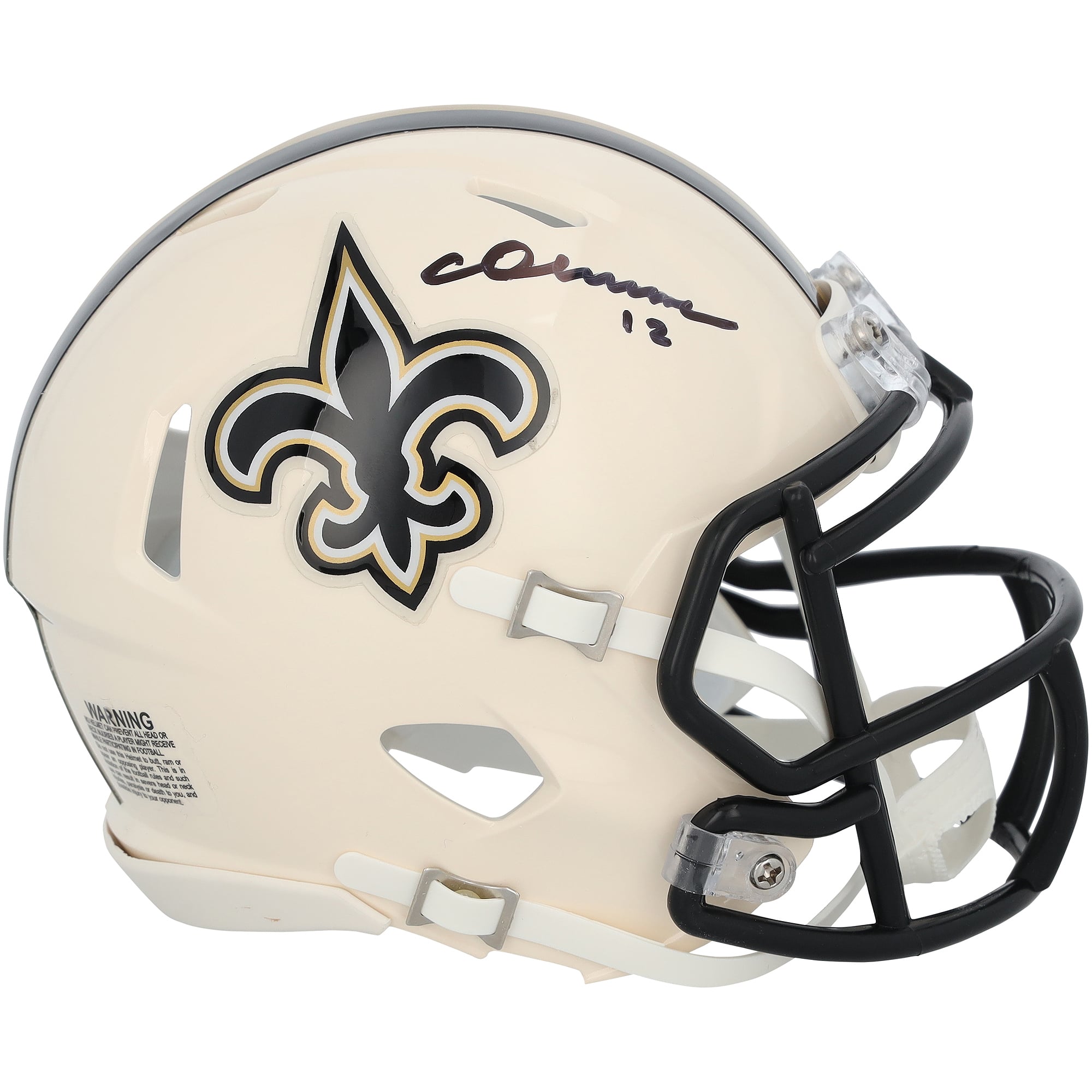 Casque Riddell Retro Speed ​​Mini autographié par Chris Olave des Saints de la Nouvelle-Orléans