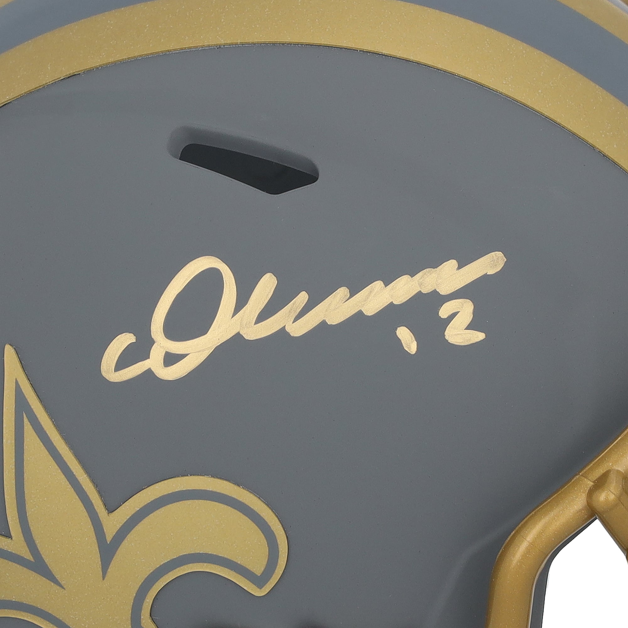 Mini-casque Riddell Slate Speed ​​autographié par Chris Olave, des Saints de la Nouvelle-Orléans