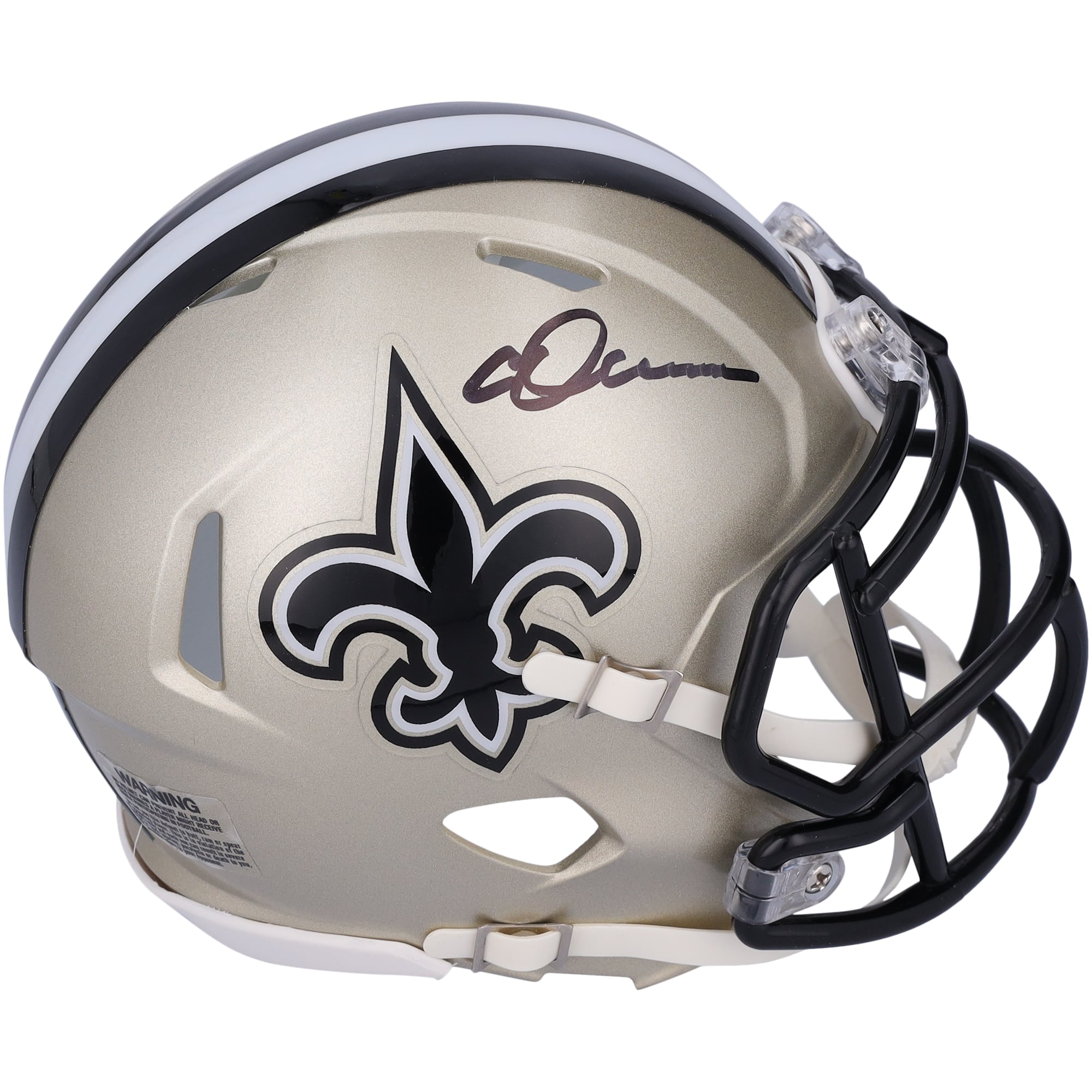 Casque Riddell Speed ​​Mini autographié par Chris Olave des New Orleans Saints