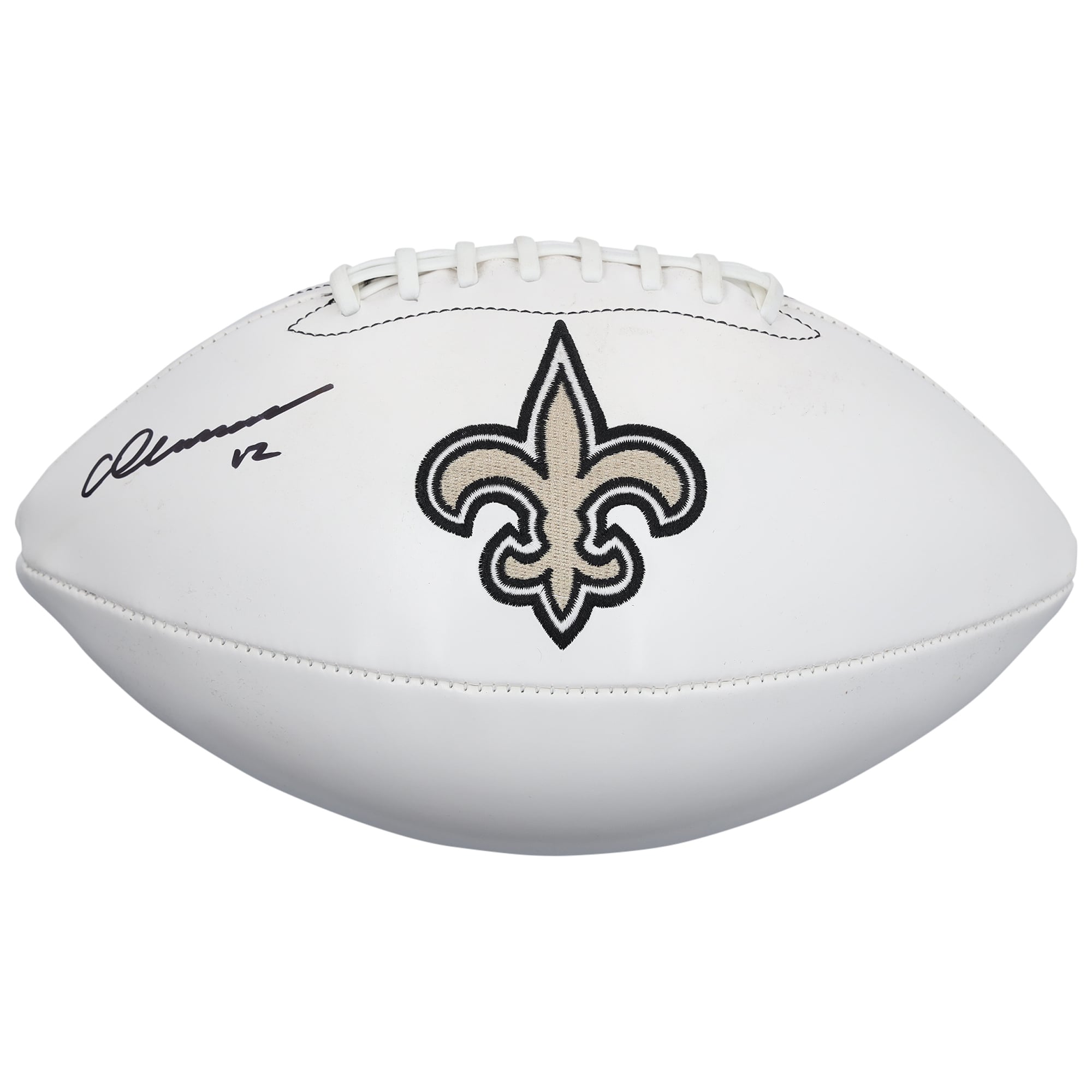 Ballon de football Wilson à panneau blanc autographié par Chris Olave des Saints de la Nouvelle-Orléans