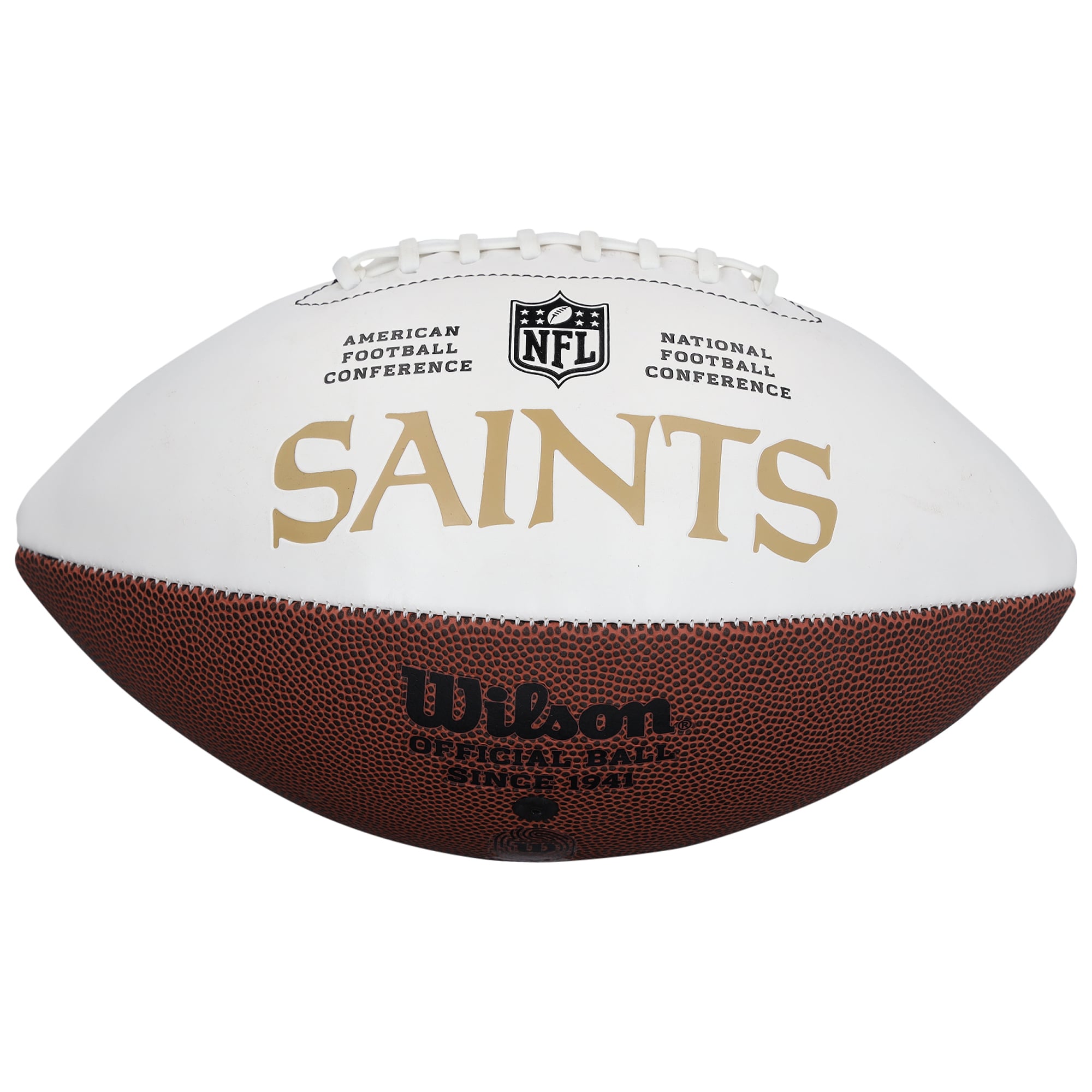 Ballon de football Wilson à panneau blanc autographié par Chris Olave des Saints de la Nouvelle-Orléans
