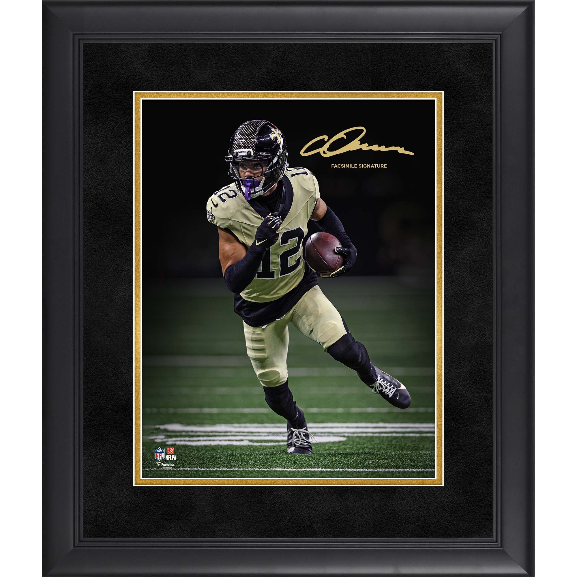 Photo encadrée avec la signature fac-similé de Chris Olave, joueur des New Orleans Saints, format 11 x 14 pouces.