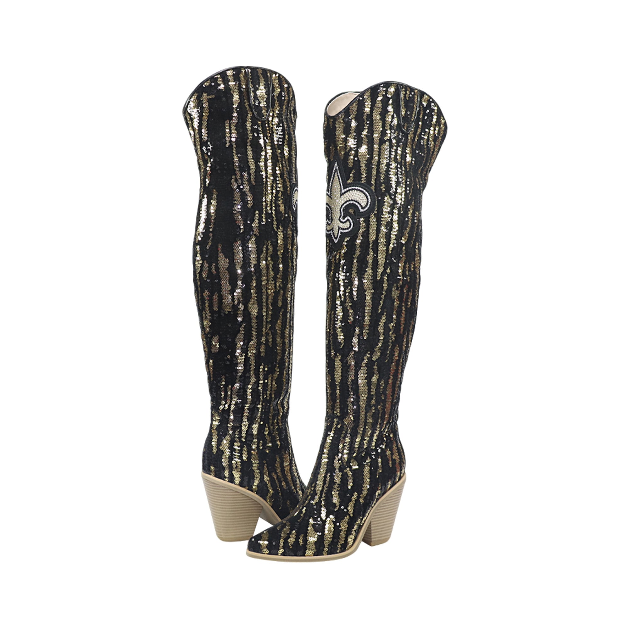 Cuce New Orleans Saints Over-the-Knee Two-Tone Sequin Boots
