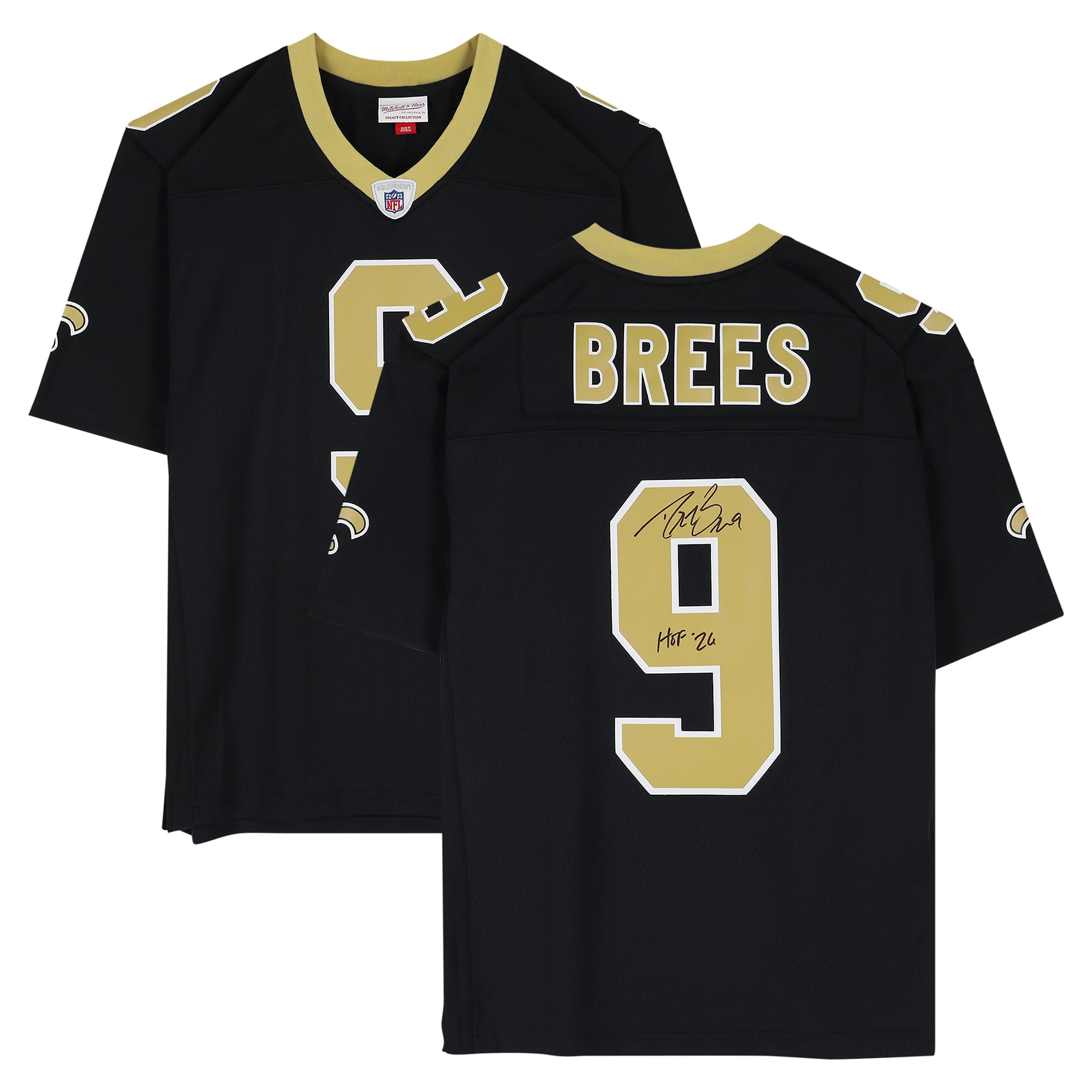 Drew Brees New Orleans Saints Autographed Black Mitchell & Ness 2009 Replica Jersey with "HOF 26" Inscription