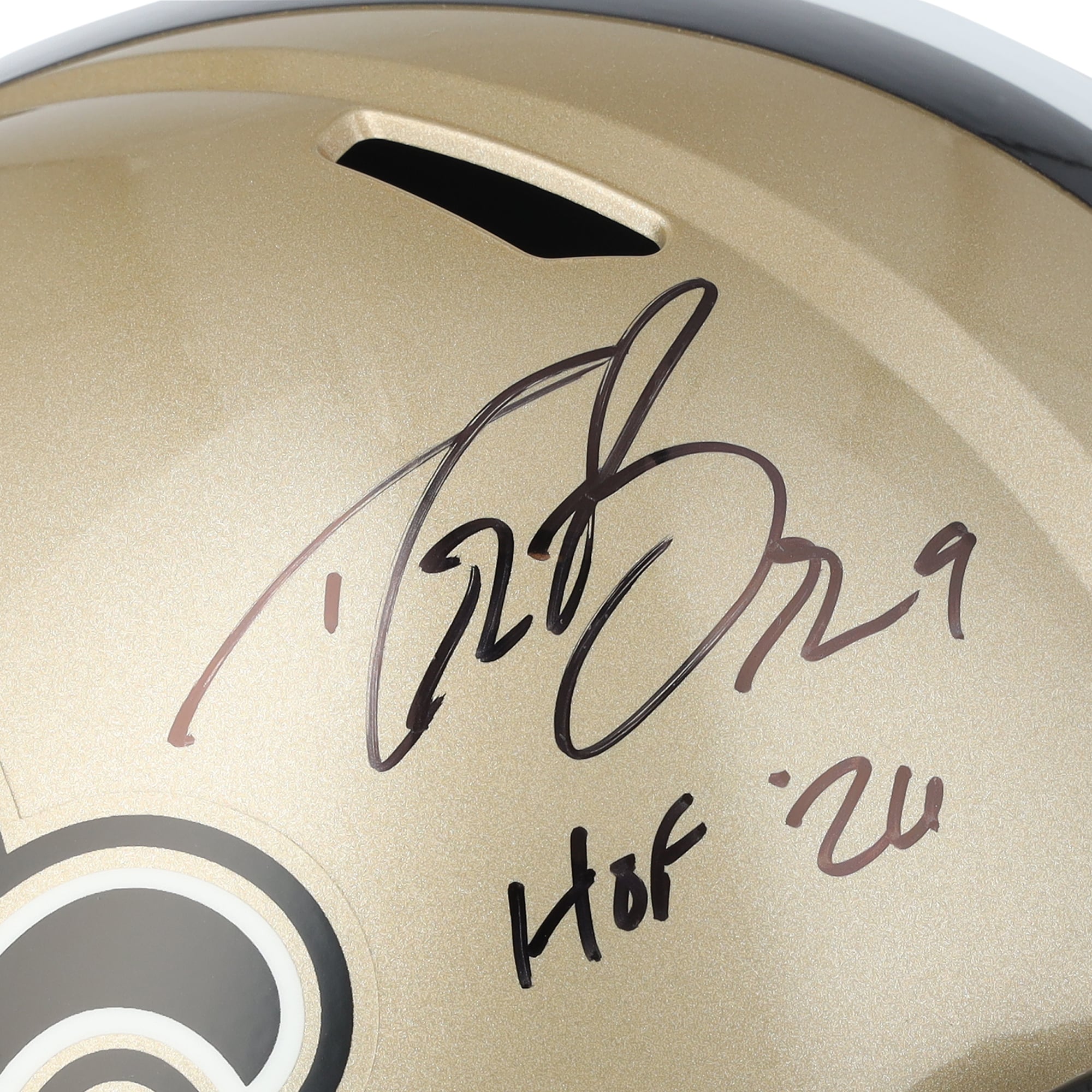 Casque réplique Riddell Speed ​​autographié par Drew Brees des Saints de La Nouvelle-Orléans avec inscription « HOF 26 »