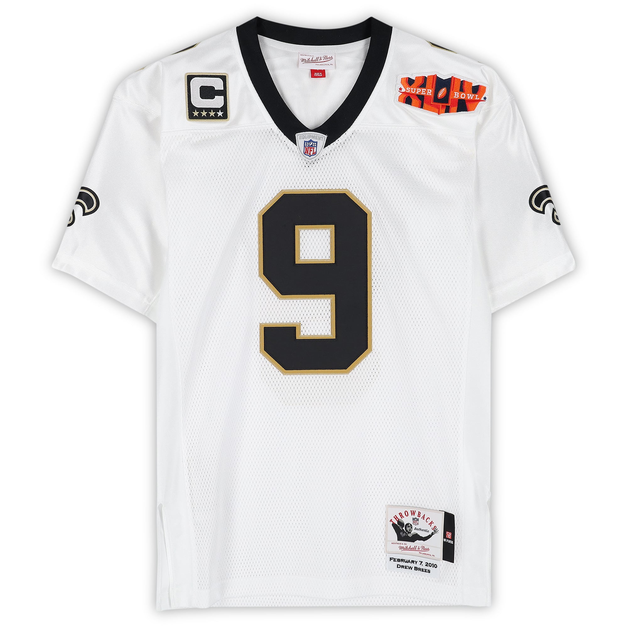Drew Brees New Orleans Saints Autographed White Mitchell & Ness 2010 Replica Jersey with "SB XLIV MVP" Inscription