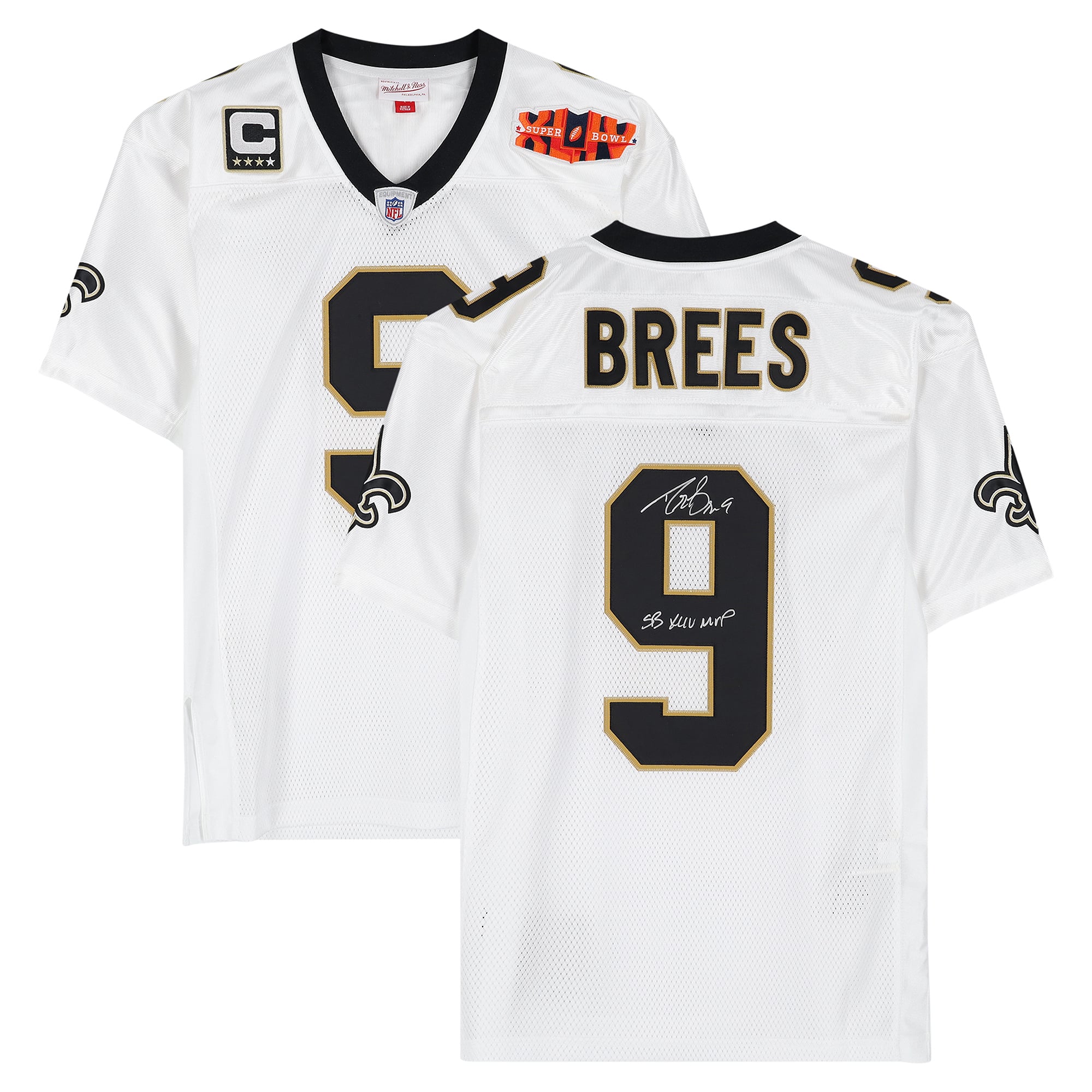 Drew Brees New Orleans Saints Autographed White Mitchell & Ness 2010 Replica Jersey with "SB XLIV MVP" Inscription