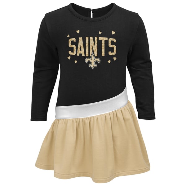 new orleans saints jersey dress Girls Infant Black/Gold Heart to Heart Tri-Blend edwardian
