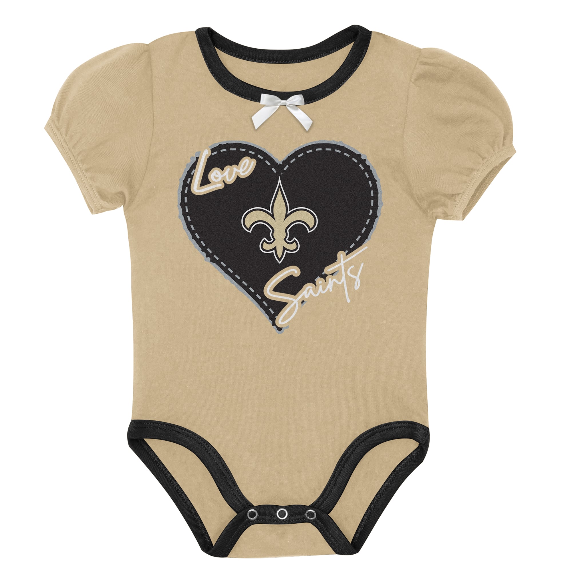 Ensemble de deux bodies noirs Outerstuff pour bébé fille, motif étoiles des Saints la Nouvelle-Orléans