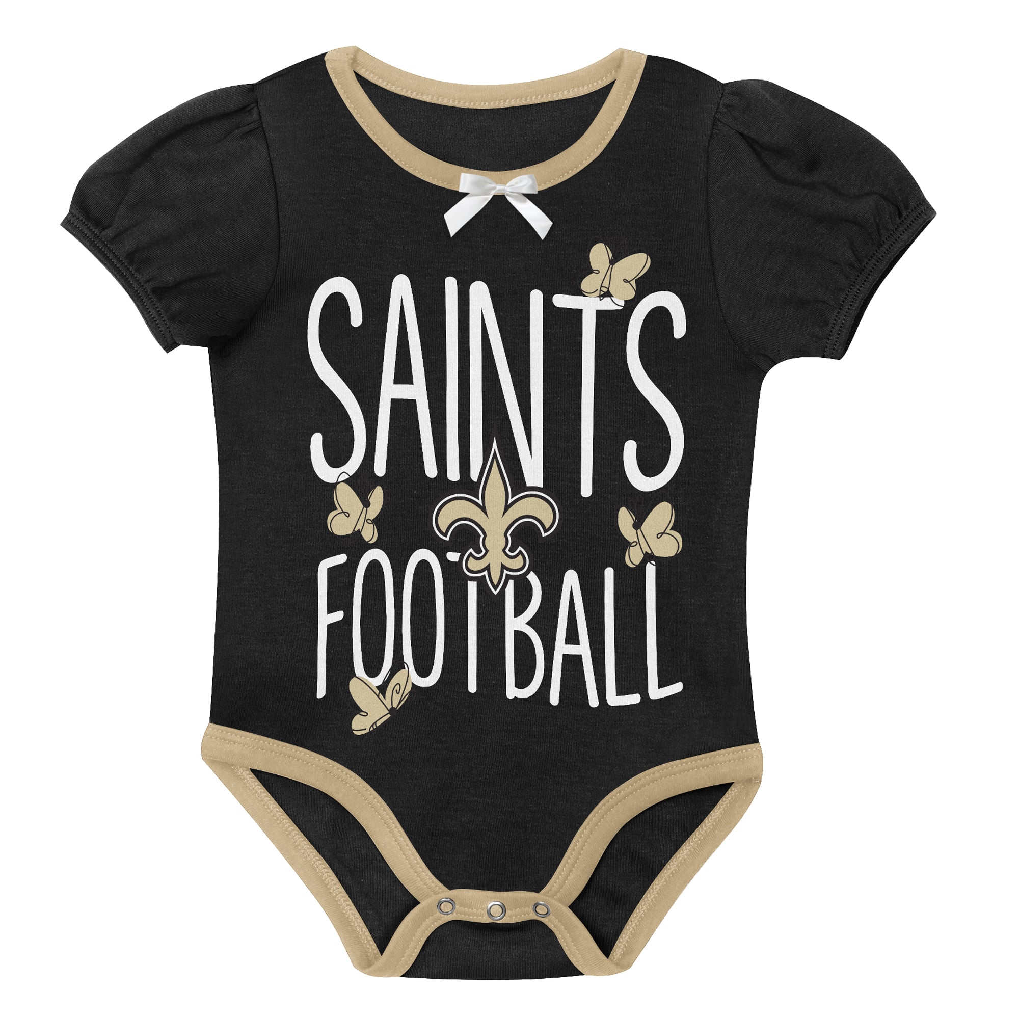 Ensemble de deux bodies noirs Outerstuff pour bébé fille, motif étoiles des Saints la Nouvelle-Orléans
