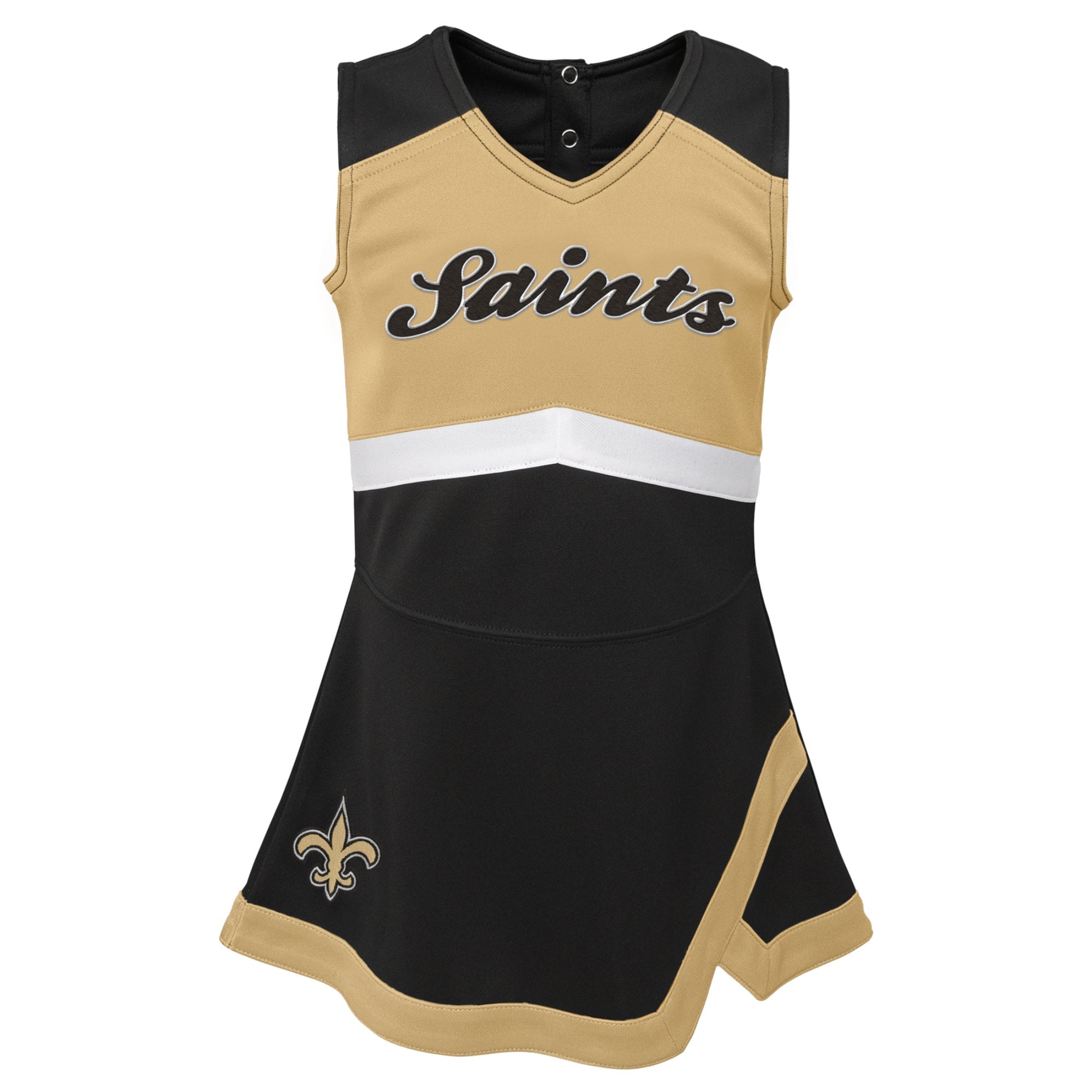 Girls Toddler Black New Orleans Saints Cheer Captain V-Neck Dress with Bloomers