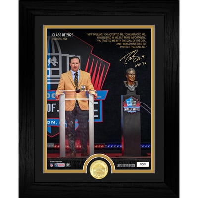Drew Brees New Orleans Saints Highland Mint 13" x 16" Framed Hall of Fame Induction Speech Bronze Coin Photo Mint