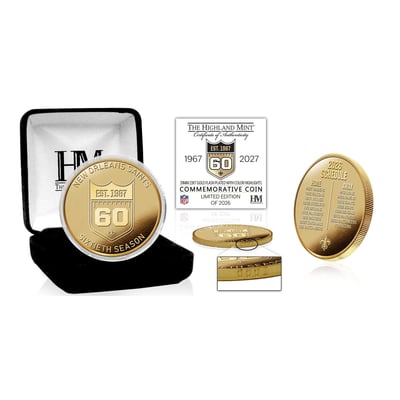 New Orleans Saints Highland Mint 60th Season Limited Edition Gold Plated Coin