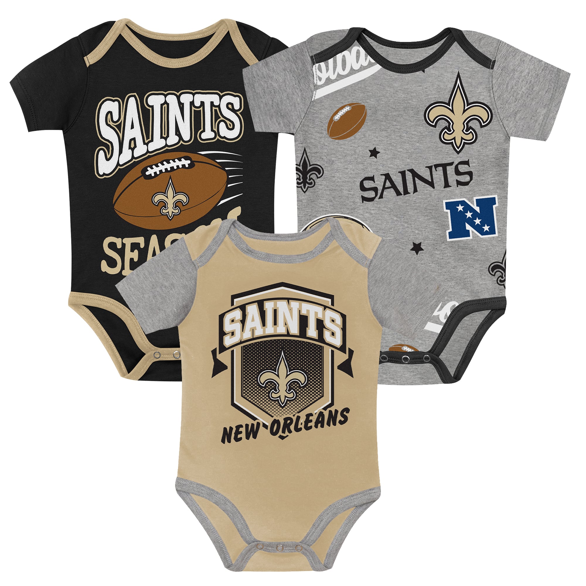 Infant Outerstuff New Orleans Saints First Round Pick 3-Piece Bodysuit Set