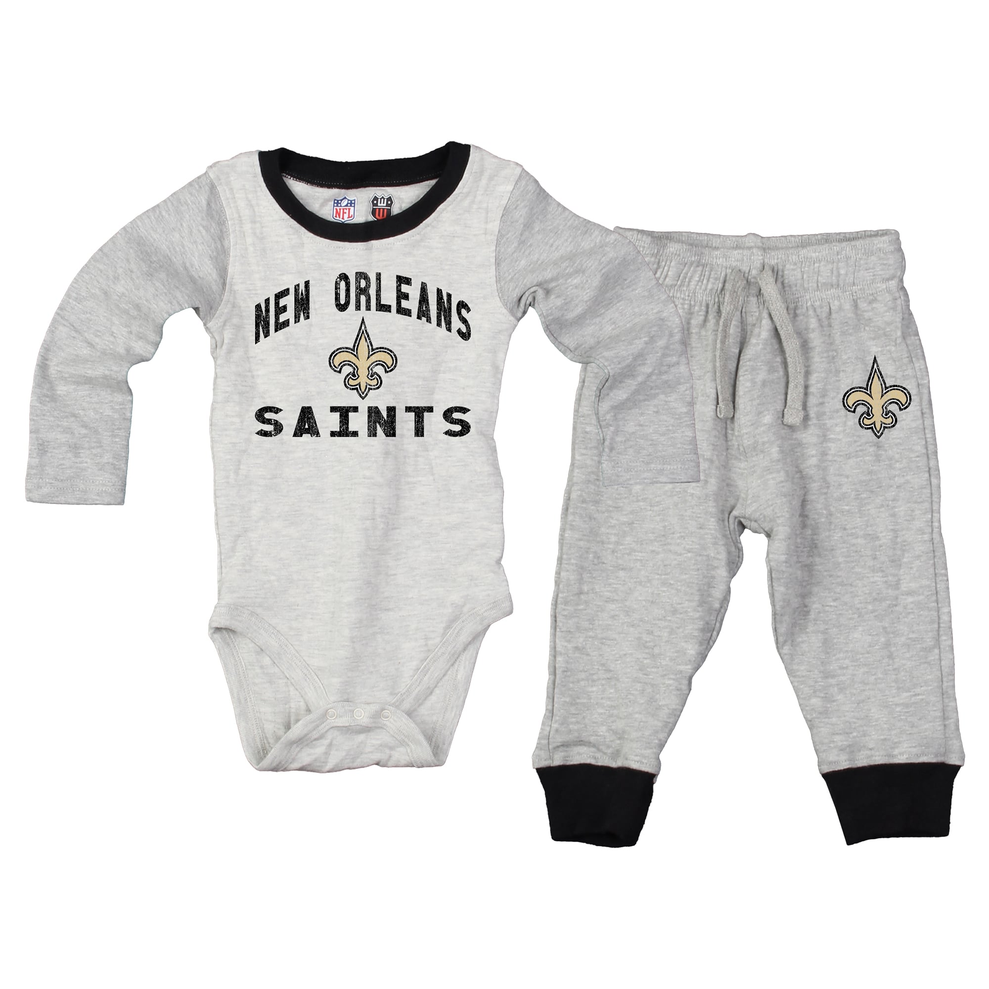 Infant Wes & Willy Heather Gray New Orleans Saints Jie Hopper Long Sleeve Bodysuit Pants Set