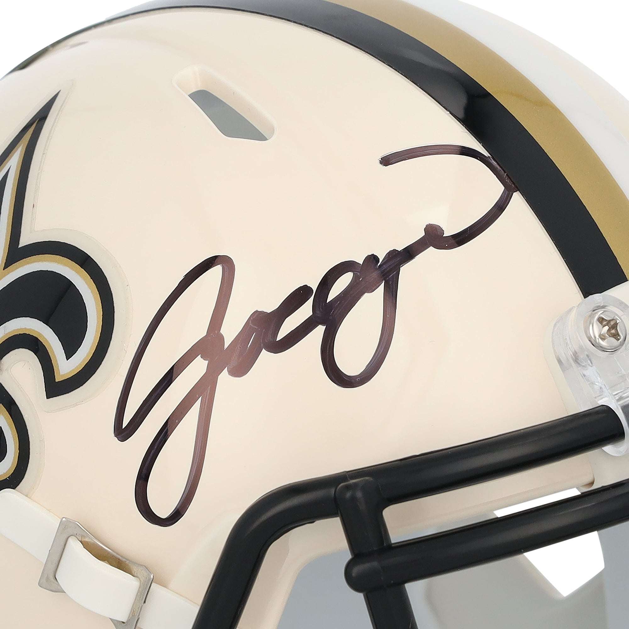 Casque Riddell Retro Speed ​​Mini autographié par Jordyn Tyson des Saints de la Nouvelle-Orléans