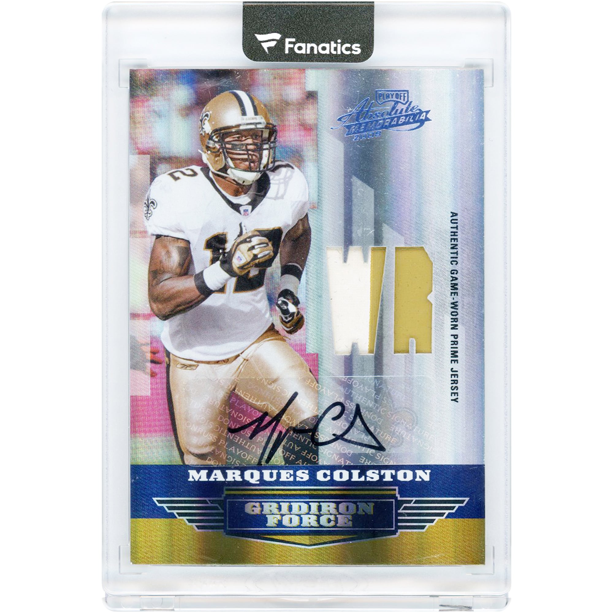 Marques Colston New Orleans Saints Autographed 2008 Playoff Absolute Memorabilia Gridiron Force Game Used 2 Color Jersey Relic #GF-21 #6/25 Card