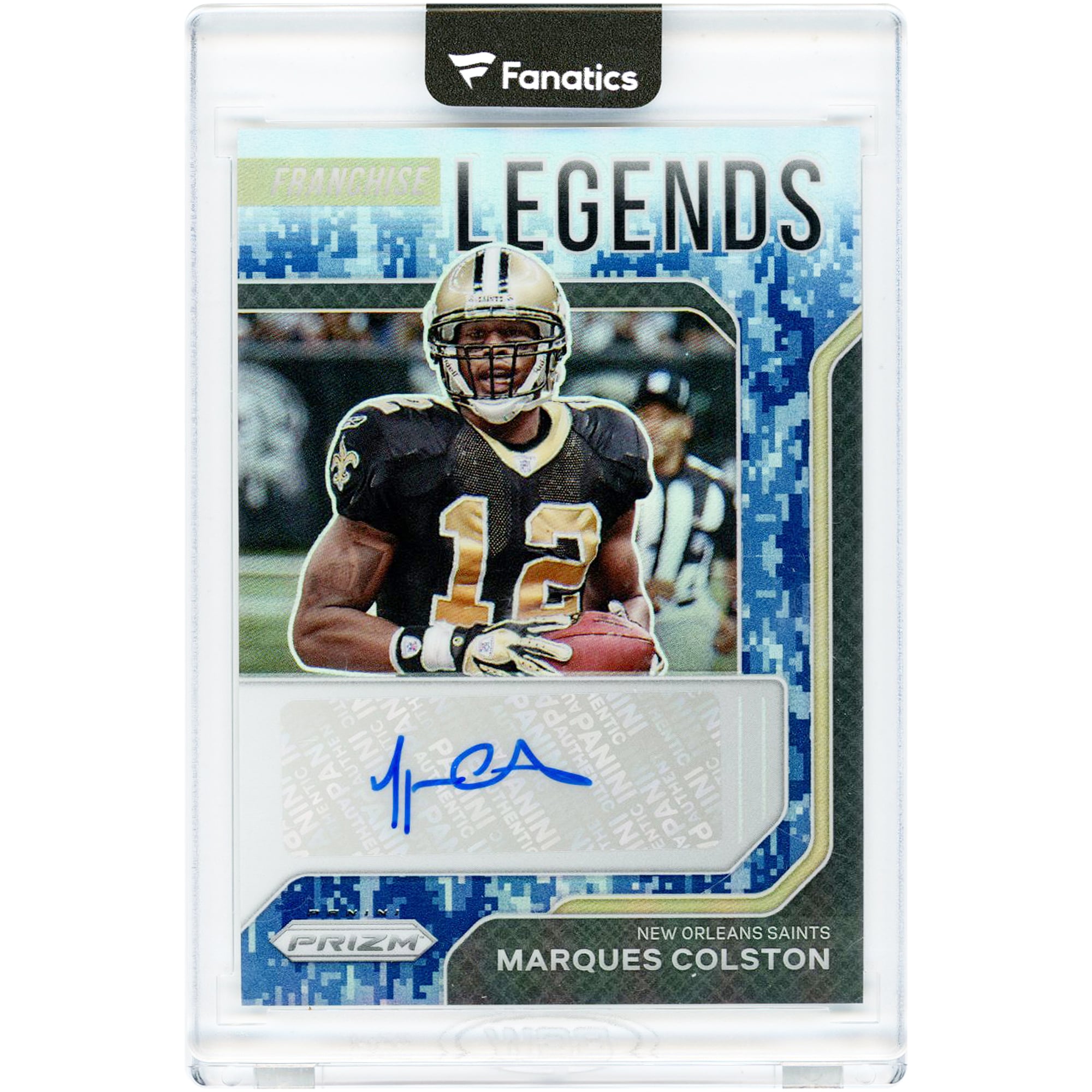 Marques Colston New Orleans Saints Autographed 2021 Panini Prizm Franchise Legends Digital Blue Camo Prizm #FLS-MC #1/15 Card