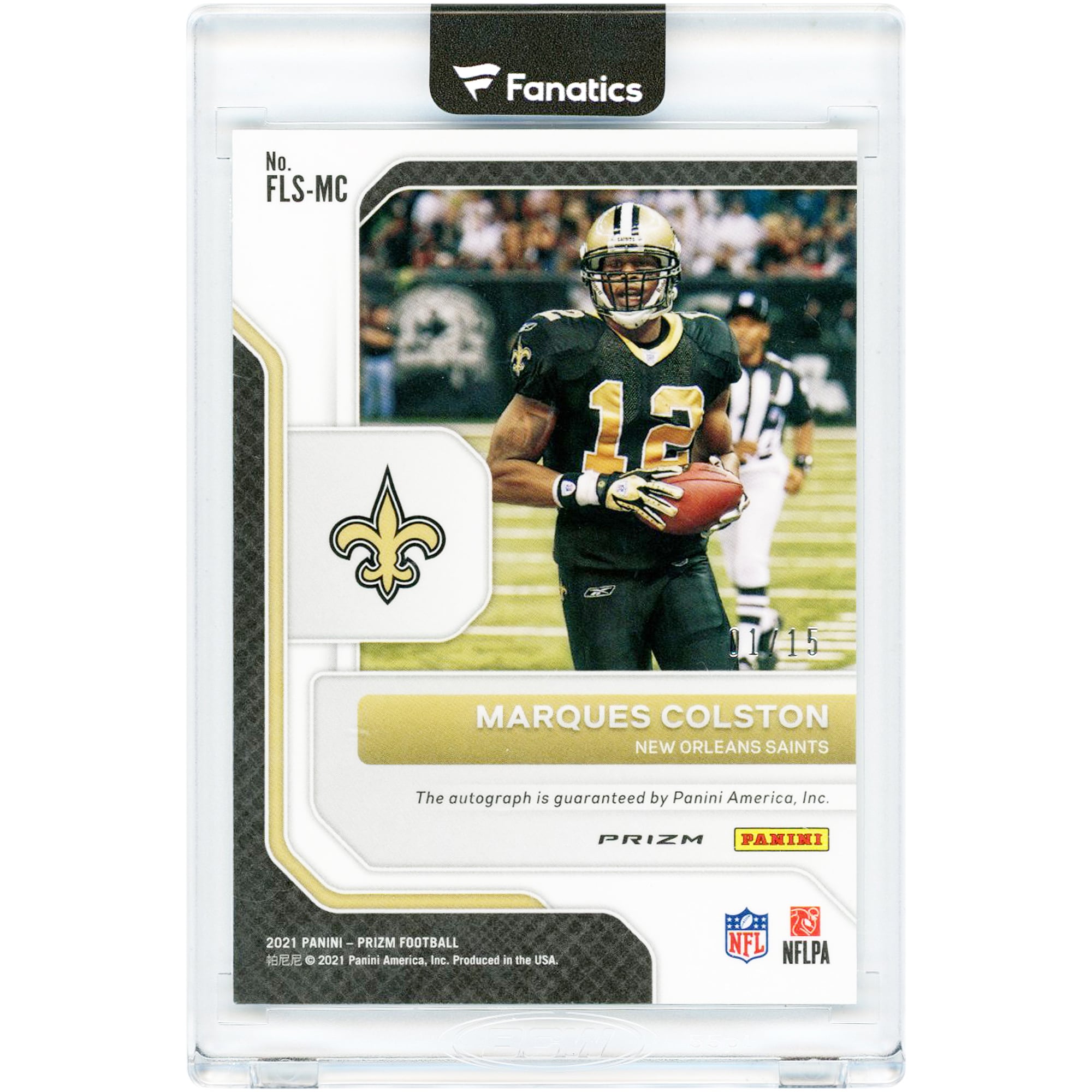 Marques Colston New Orleans Saints Autographed 2021 Panini Prizm Franchise Legends Digital Blue Camo Prizm #FLS-MC #1/15 Card