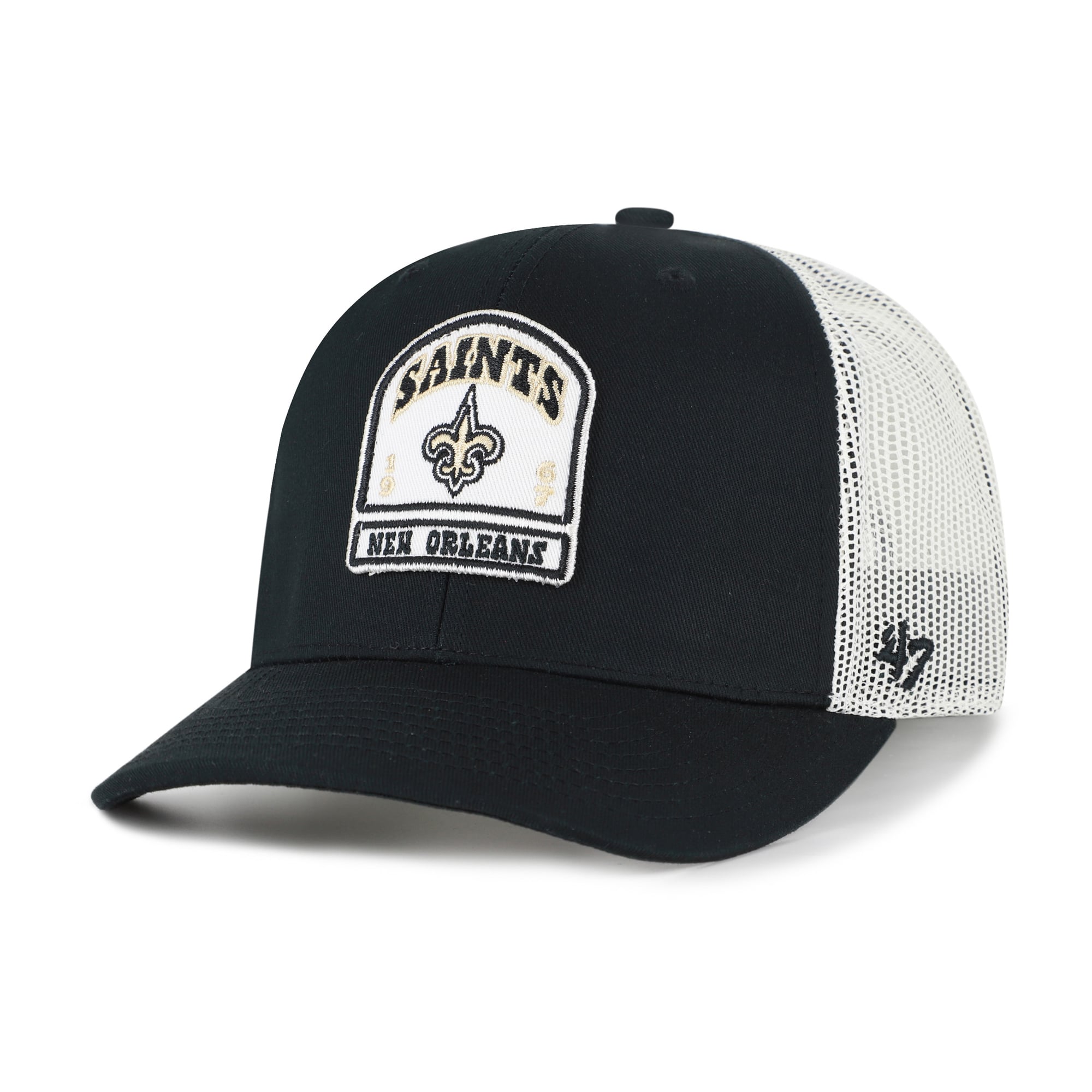 Men's '47 Black New Orleans Saints Headstone Trucker Adjustable Hat