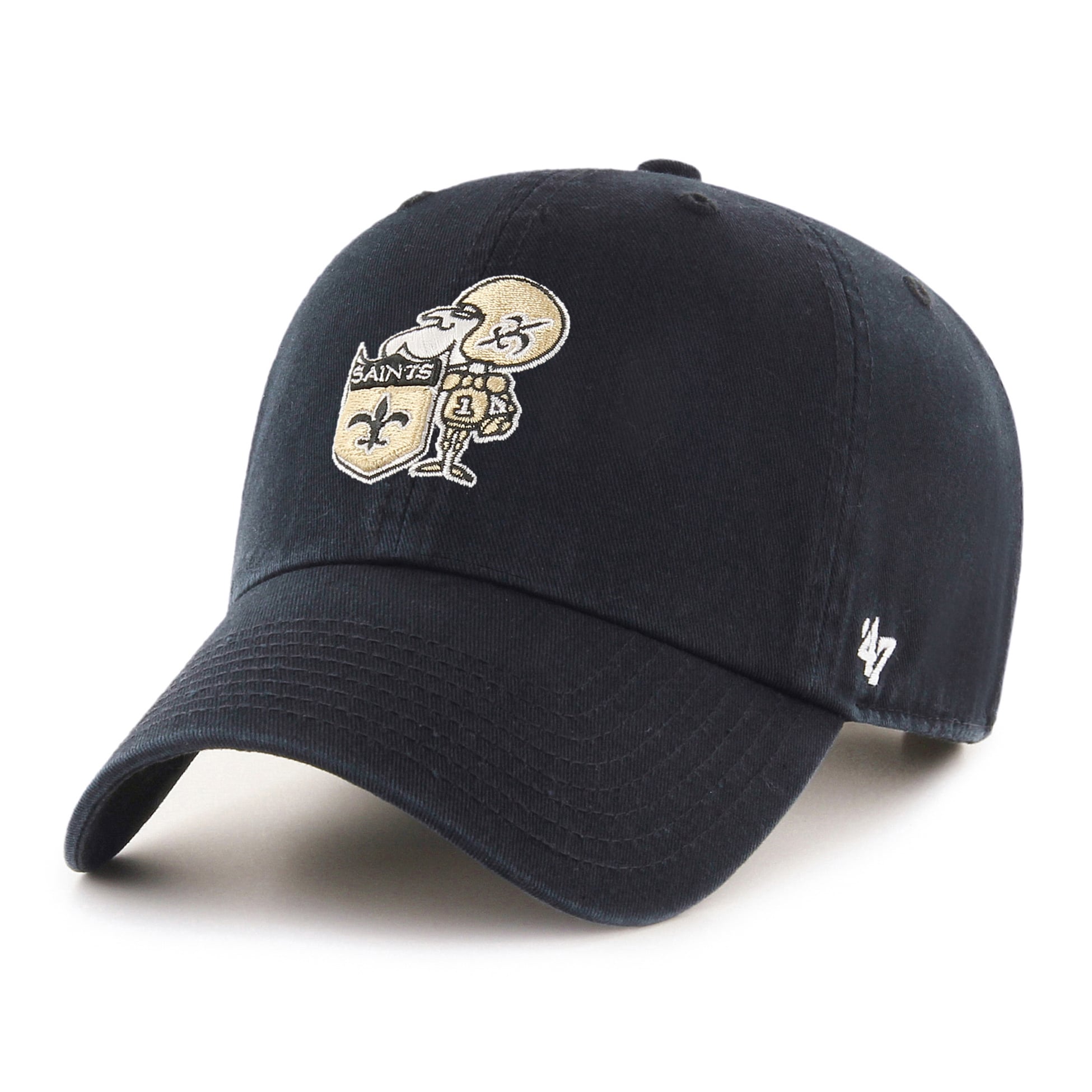 Men's '47 Black New Orleans Saints Historic Logo Clean Up Adjustable Hat